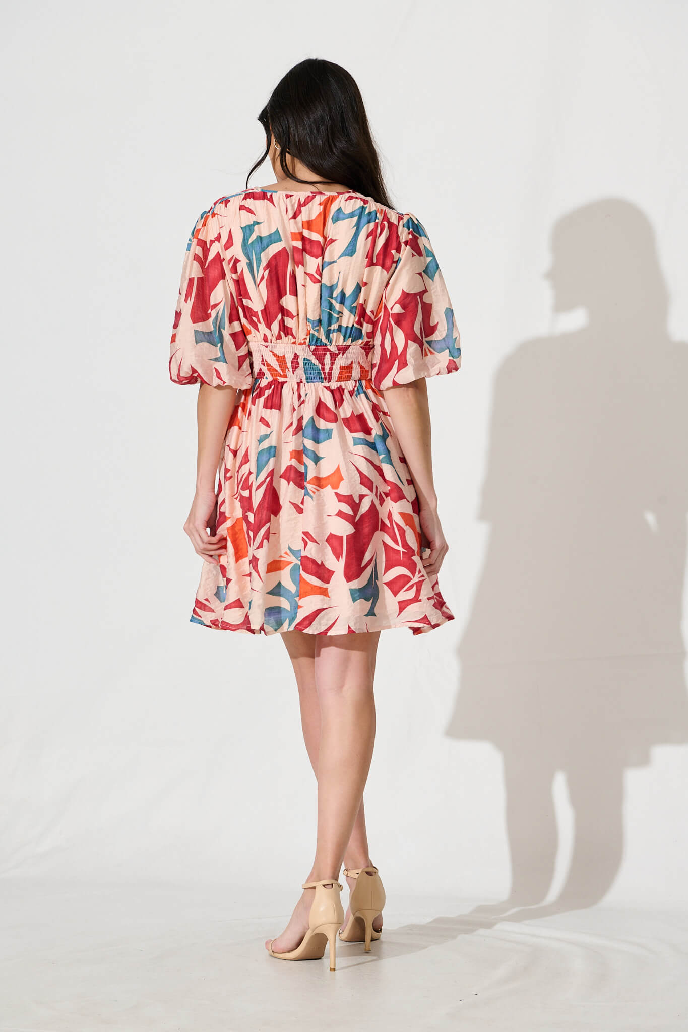 Sabalana Dress in Red with Blush Print