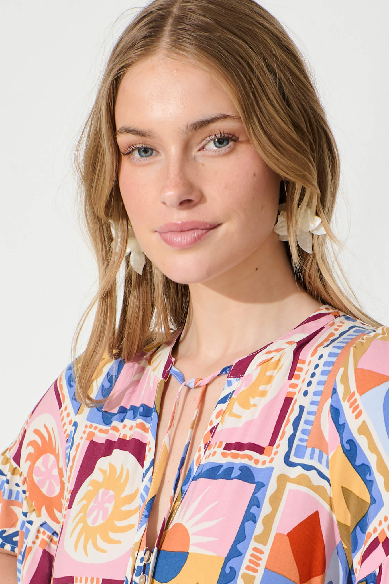 Tahnee Smock Dress in Multi with Blue