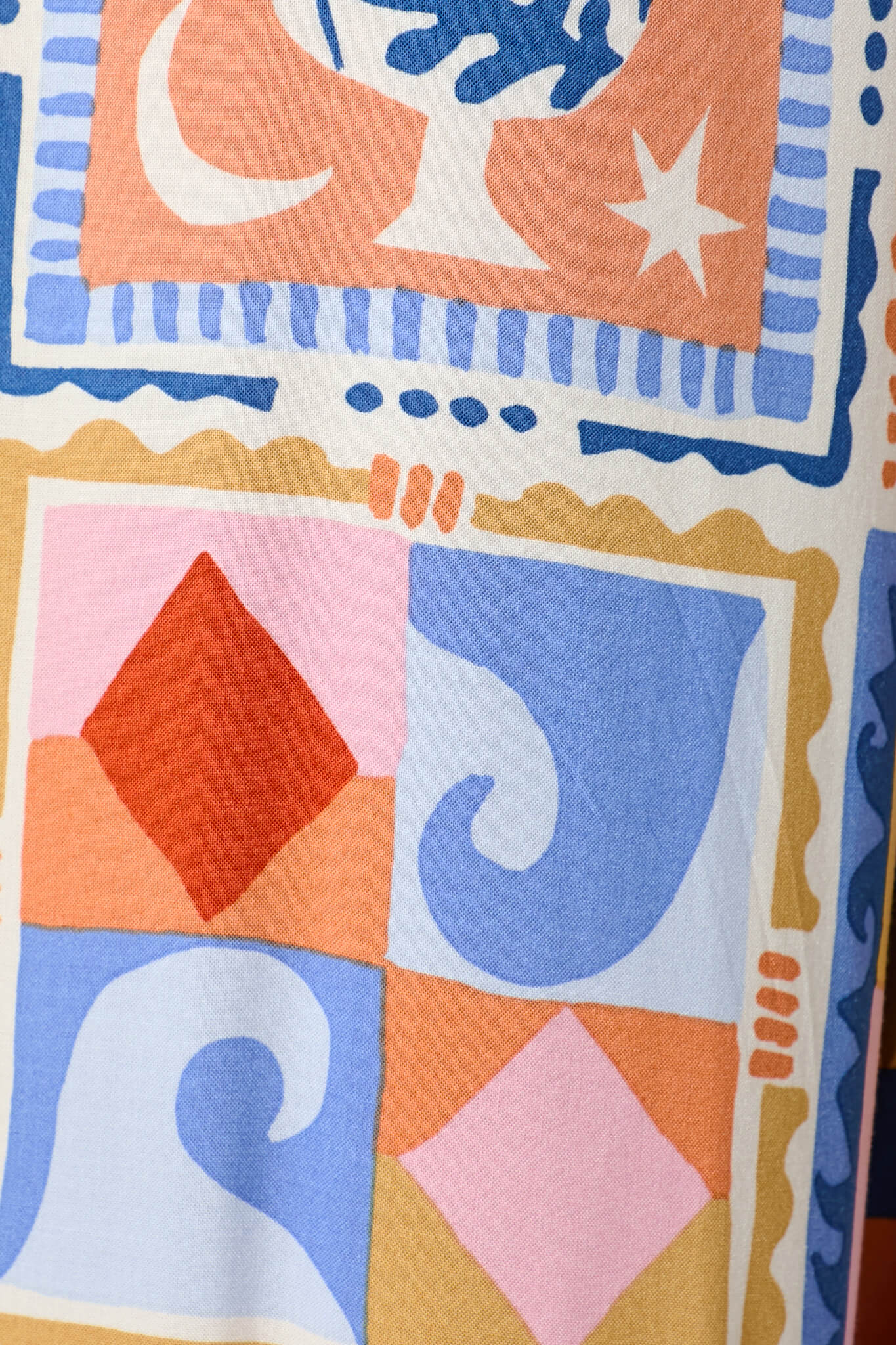 Sandbar Jumpsuit in Multi with Blue Ric Rac Trim