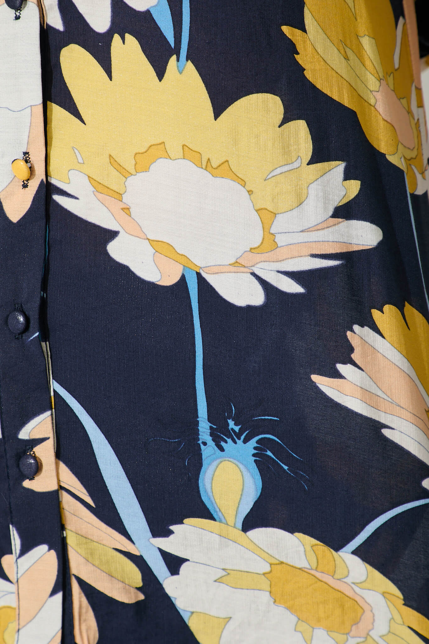 Azari Shirt in Navy with Mustard Floral Cotton Blend