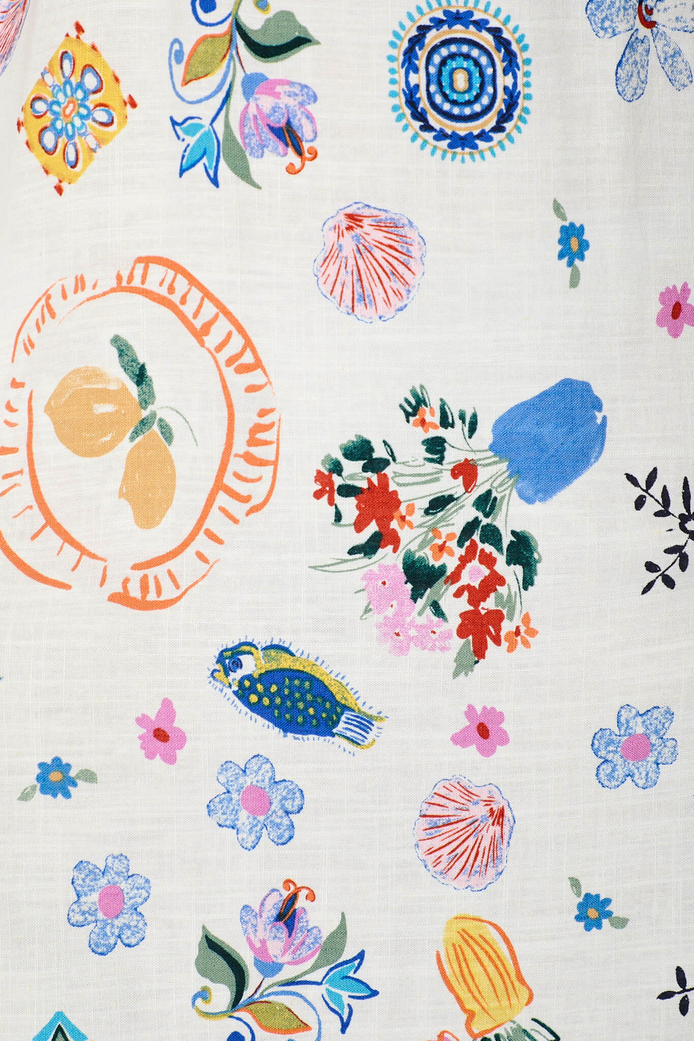 Mabrey Maxi Sundress in White with Multi Print