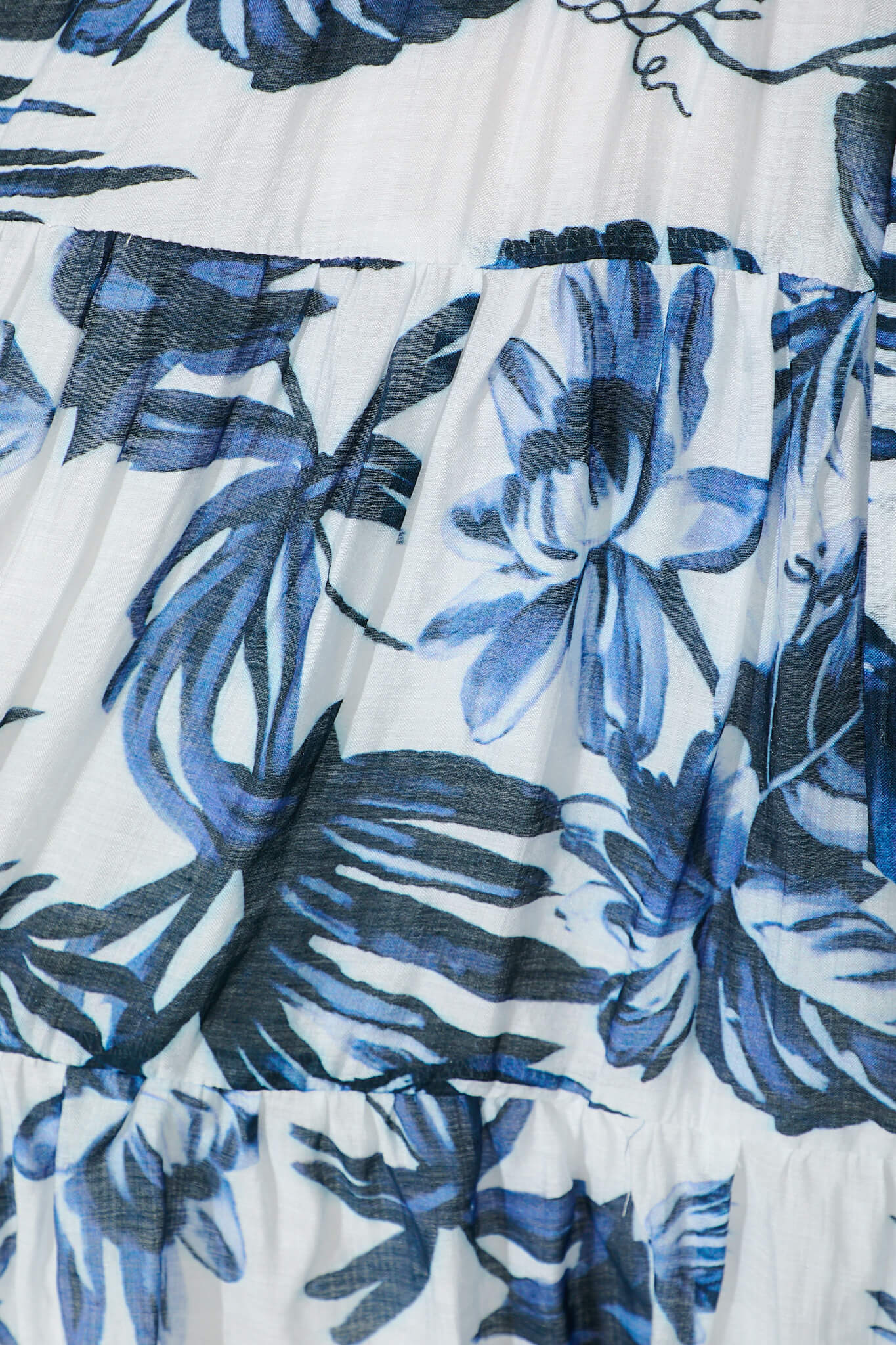 Anaya Dress In White With Blue Leaf