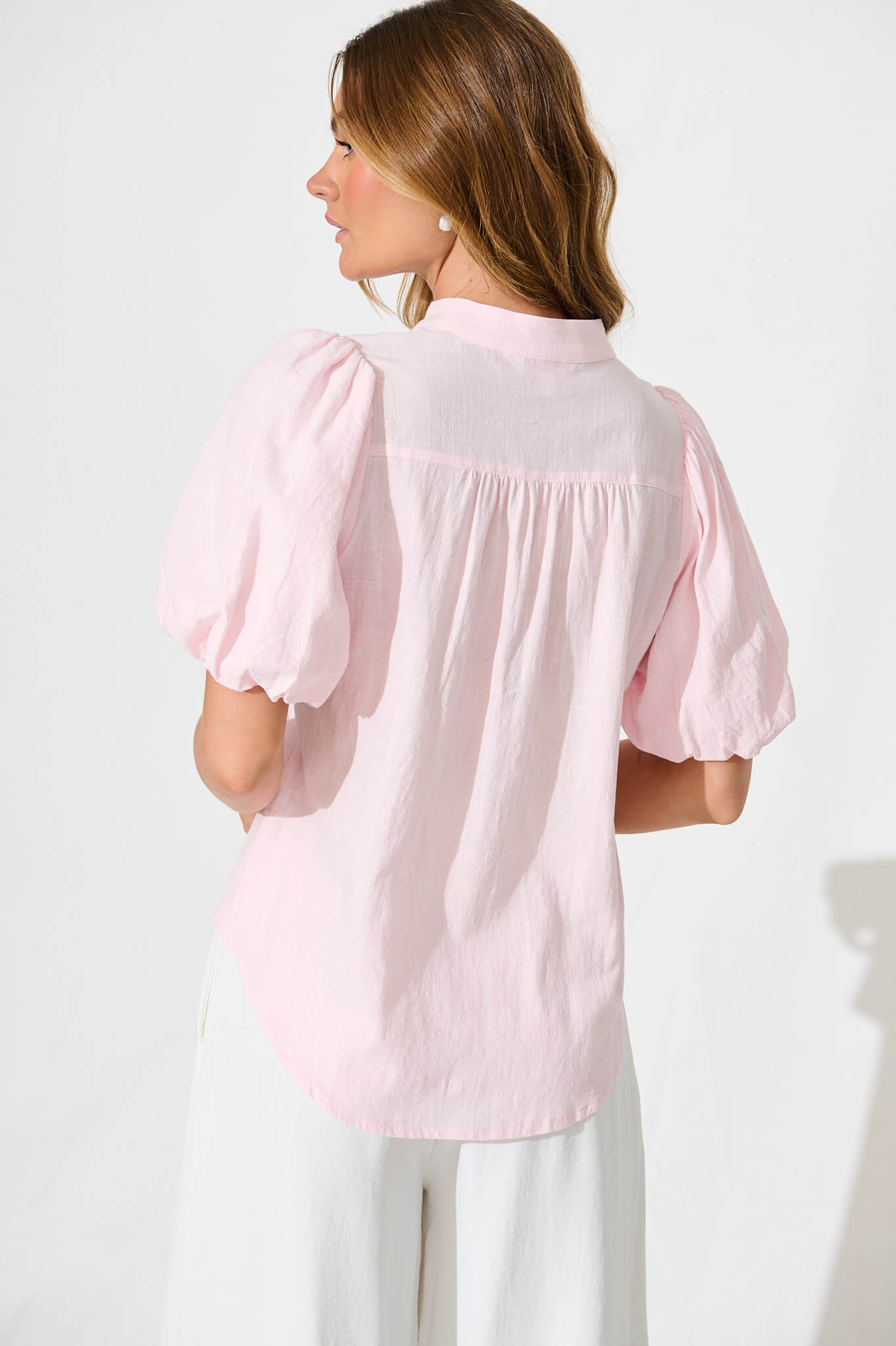 Prudence Shirt in Pale Pink Cotton