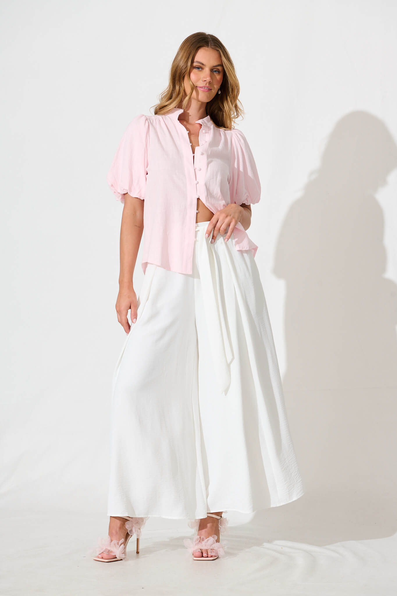 Prudence Shirt in Pale Pink Cotton