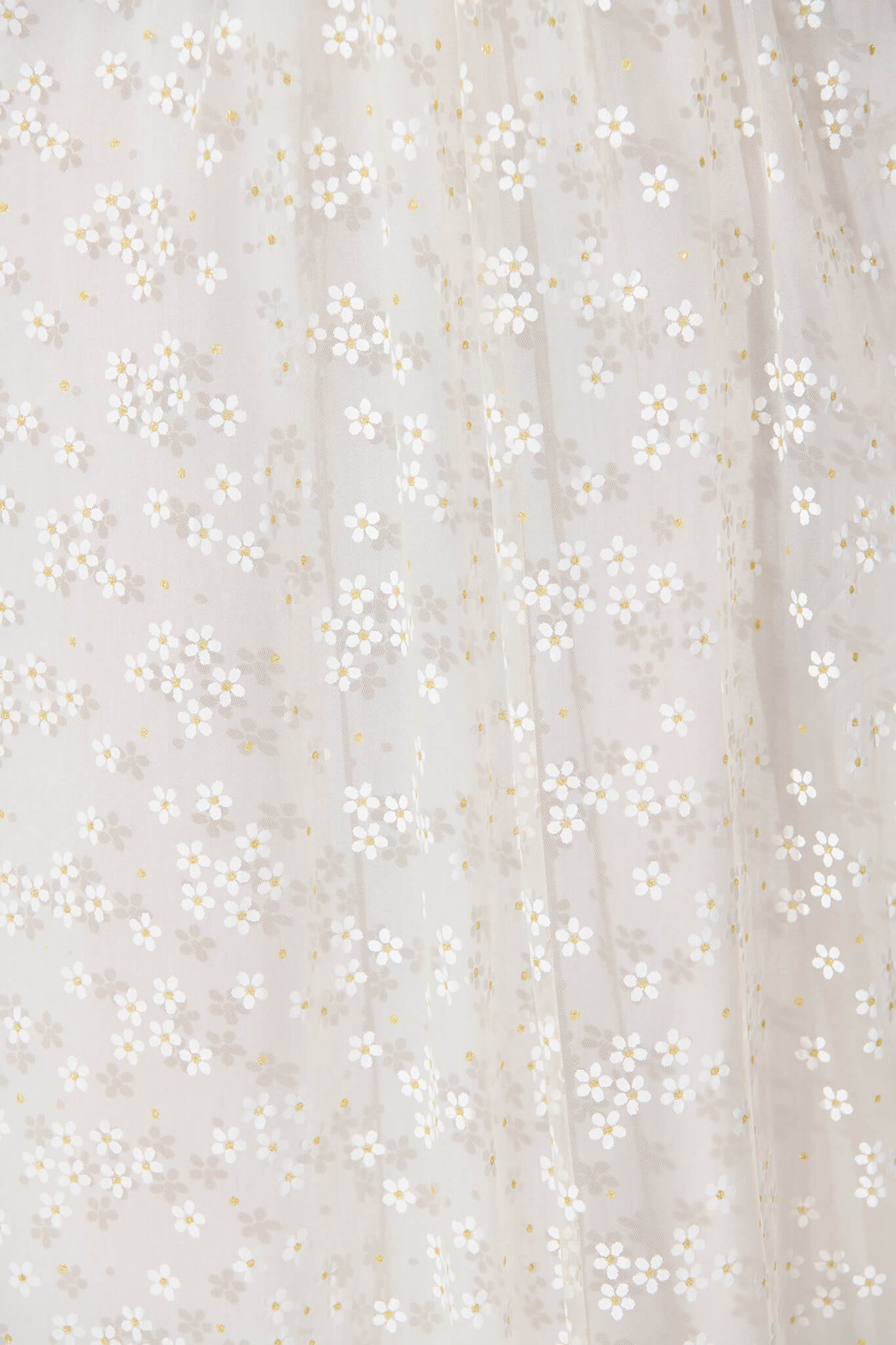 Lilitina Midi Skirt in White Floral Tulle With Gold Lurex