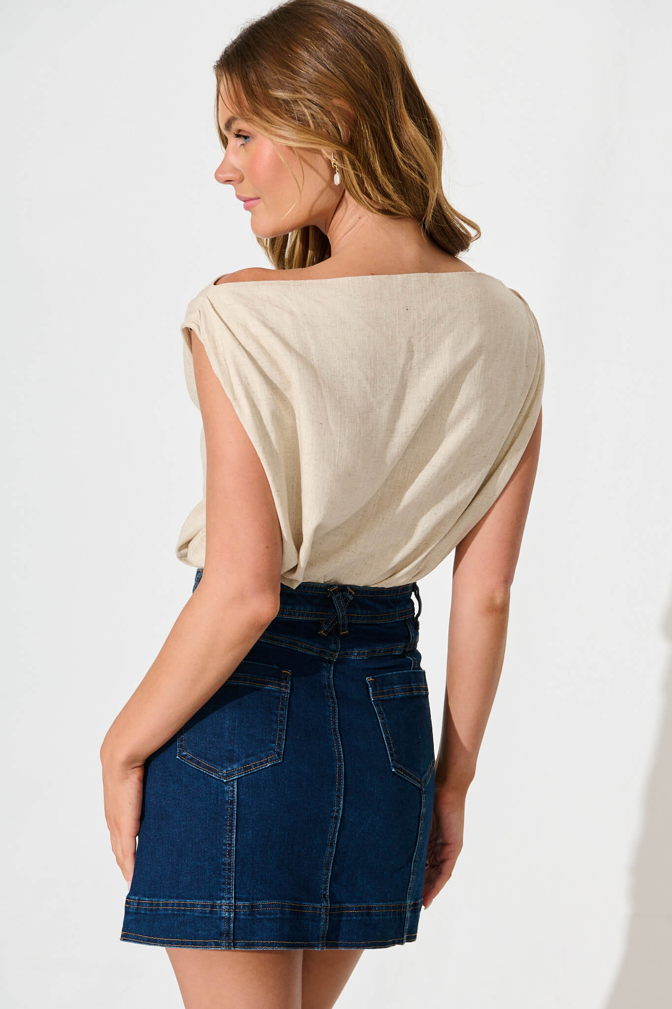 Ayanna Denim Skirt in Dark Blue