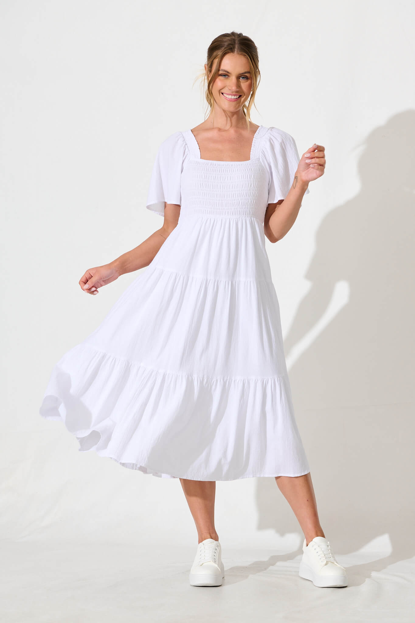 Akino Midi Dress in White