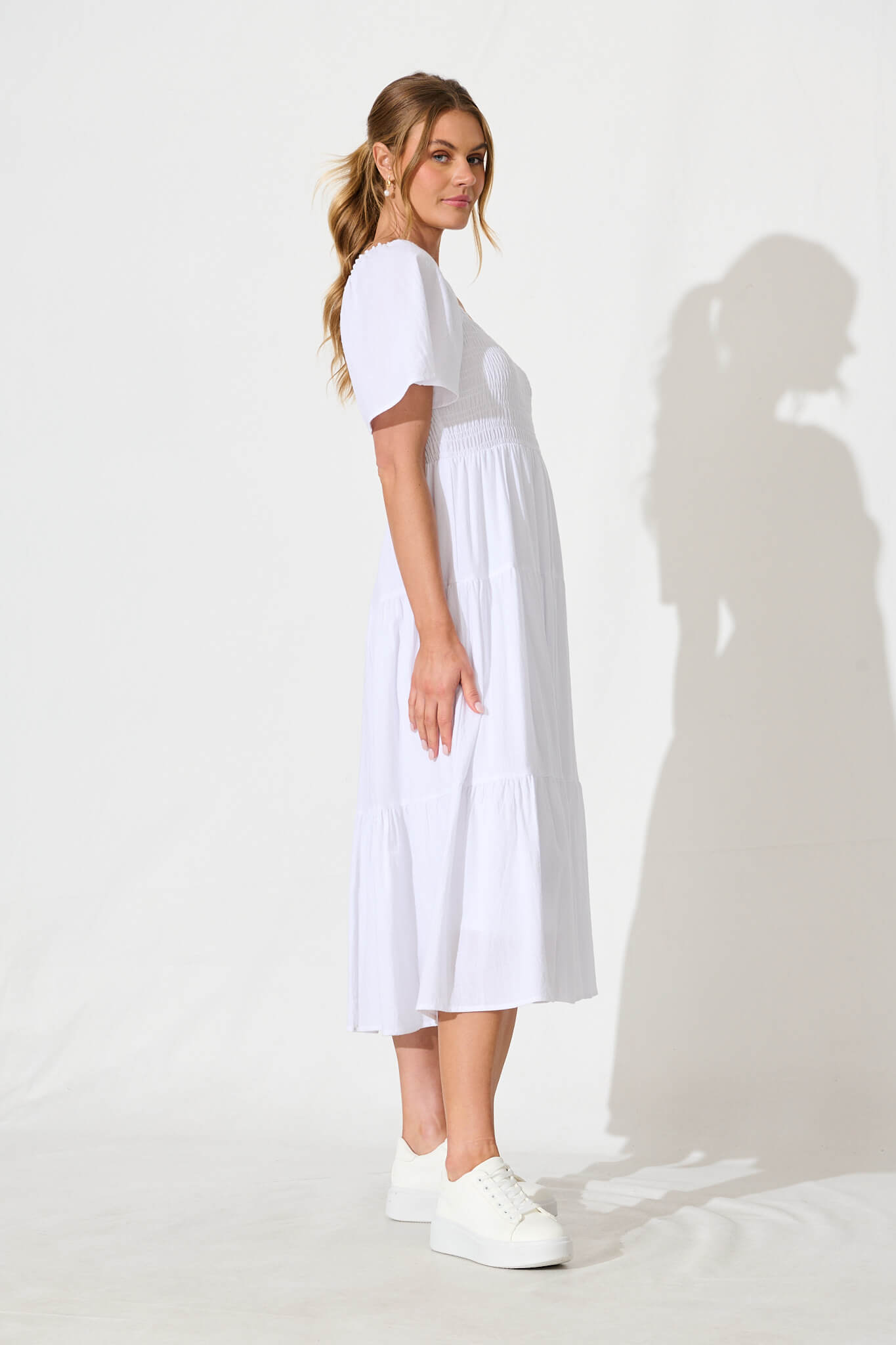 Akino Midi Dress in White
