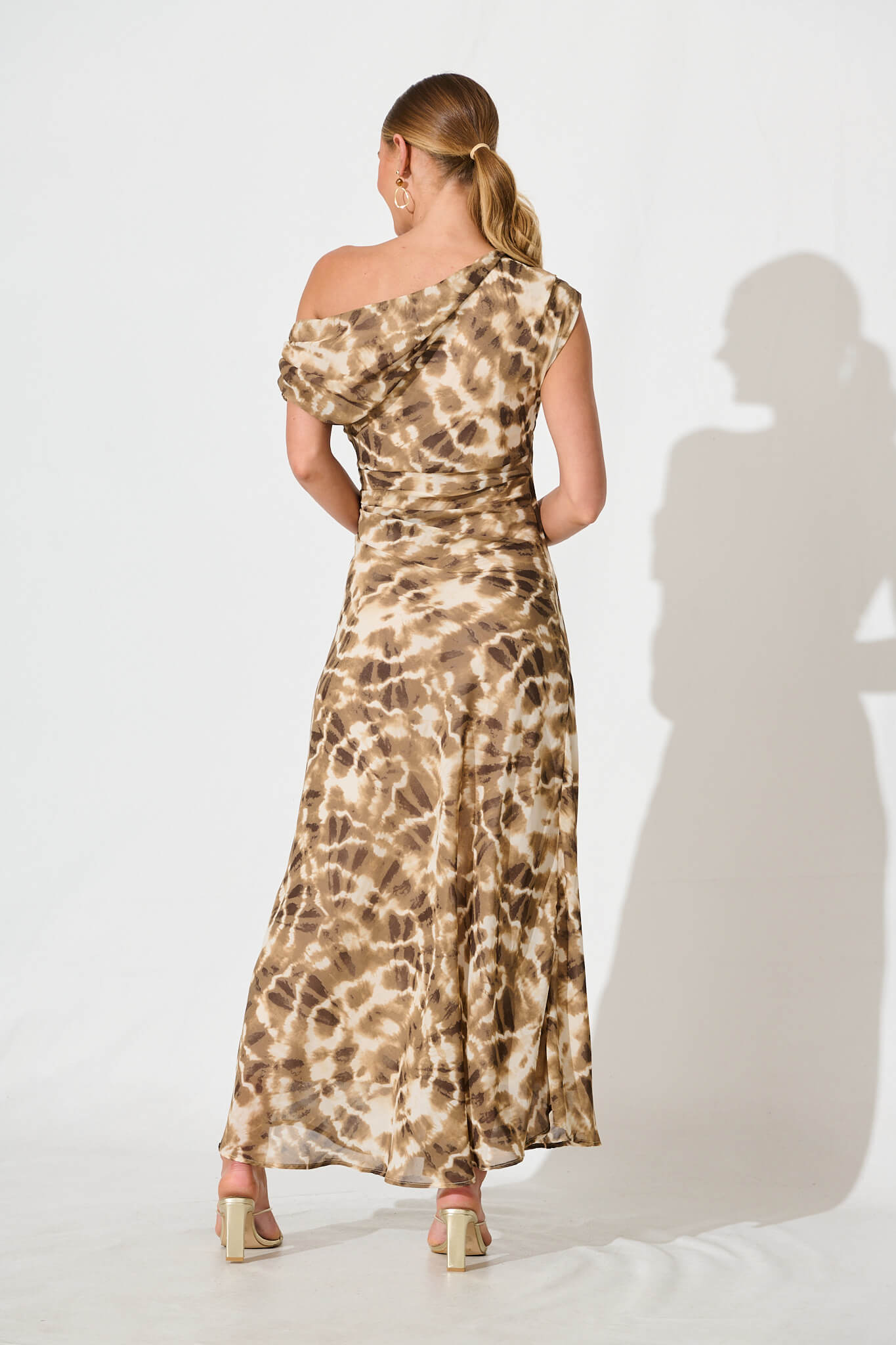 Samina Maxi Dress in Coffee and Cream Leopard Print Chiffon