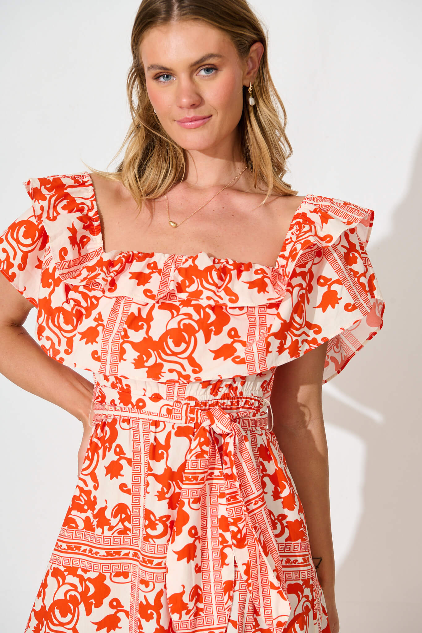 Lula Maxi Dress In Red Print Cotton