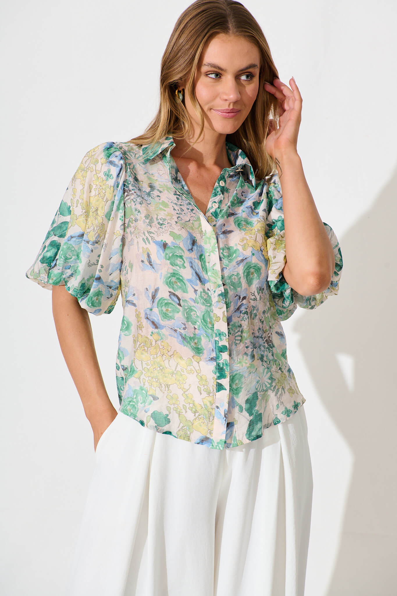 Aeryn Shirt In Green Vintage Floral