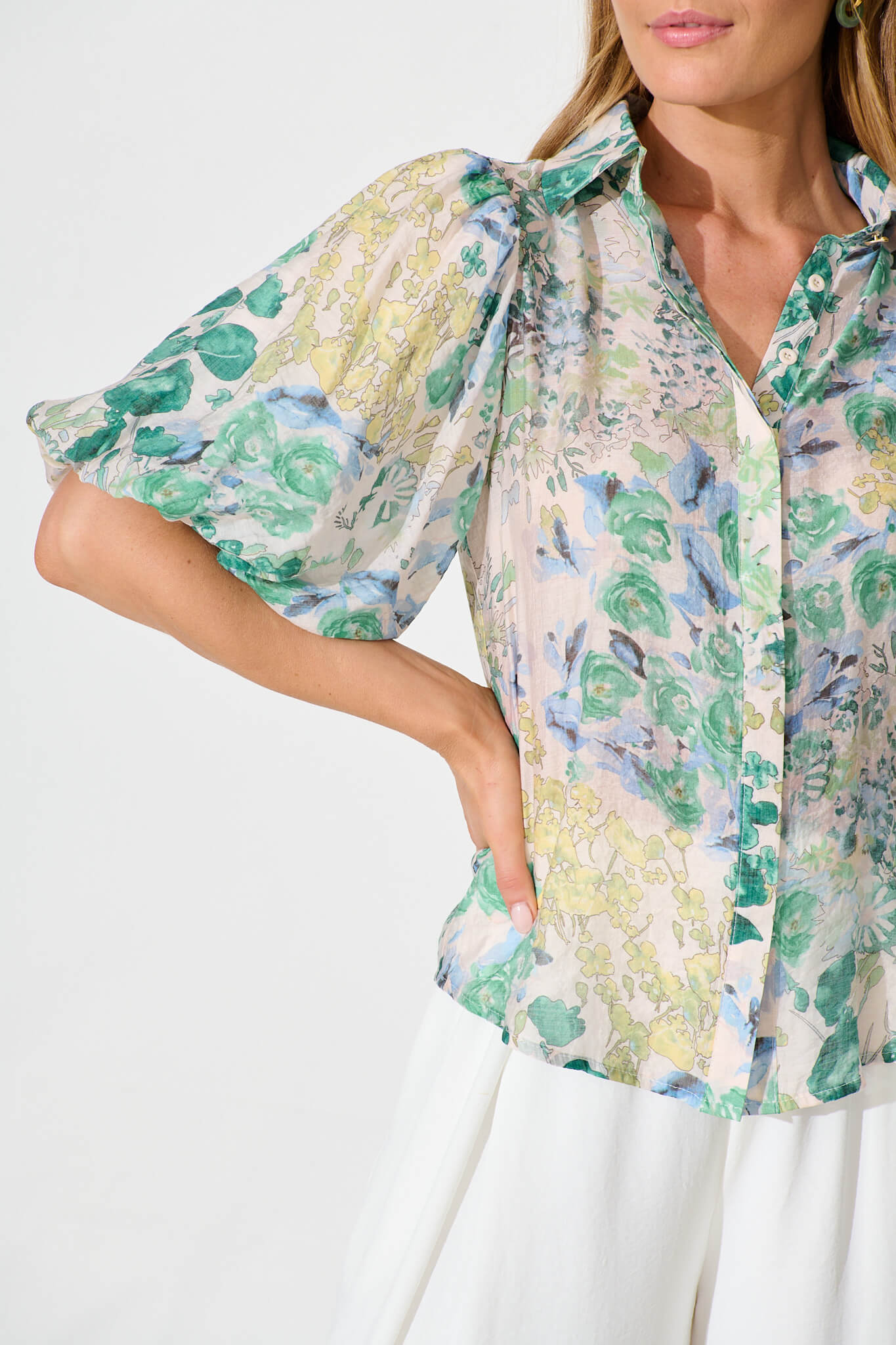 Aeryn Shirt In Green Vintage Floral
