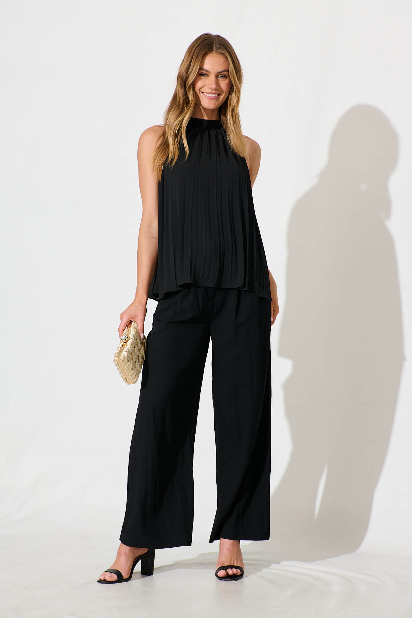 Roxie Top in Black Pleated Chiffon