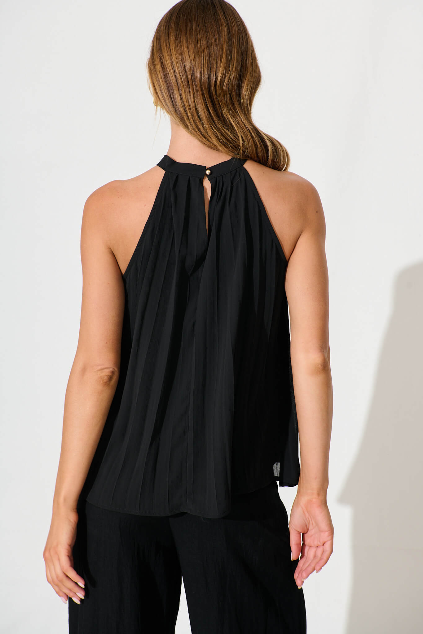Roxie Top in Black Pleated Chiffon