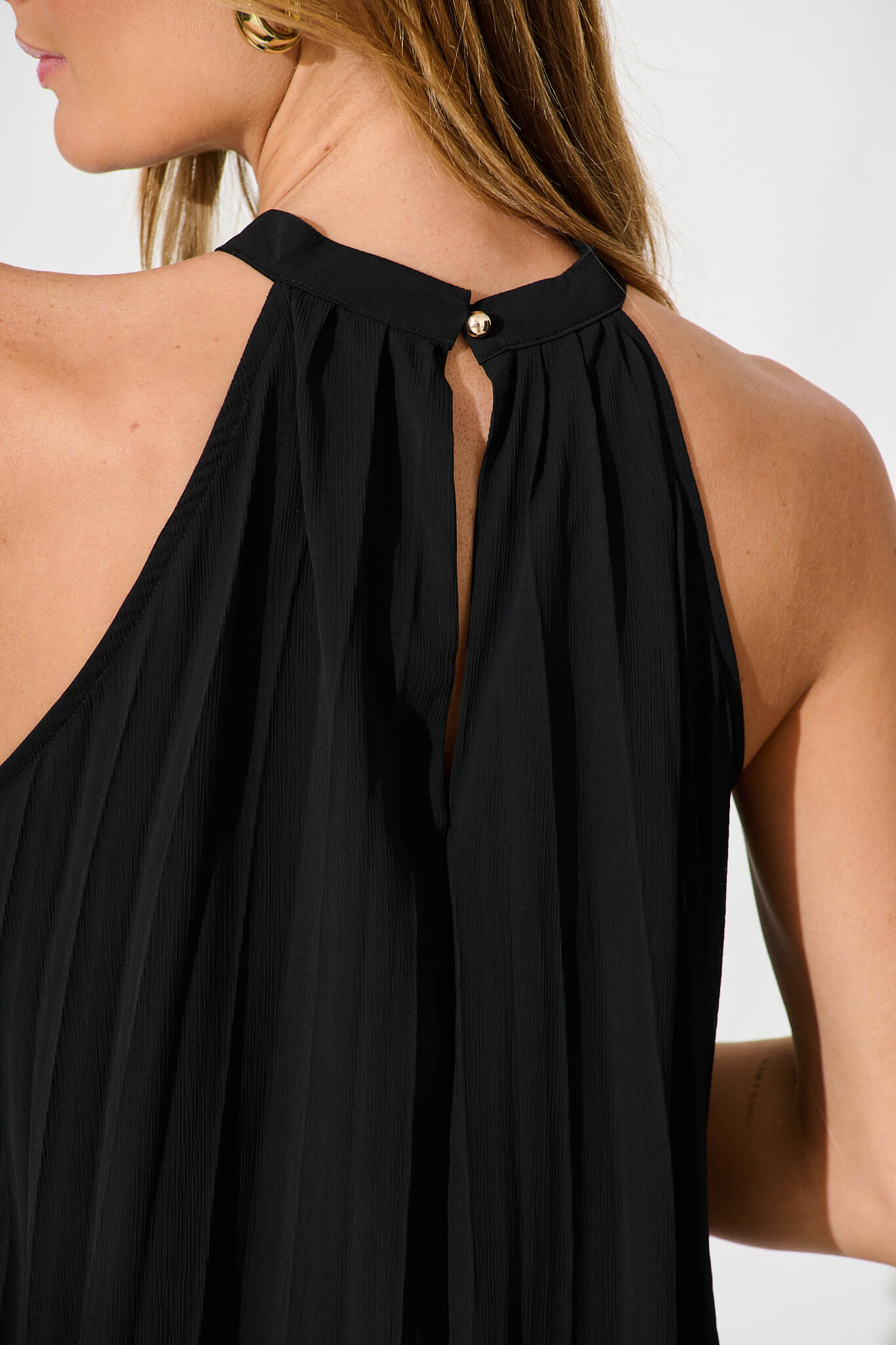 Roxie Top in Black Pleated Chiffon