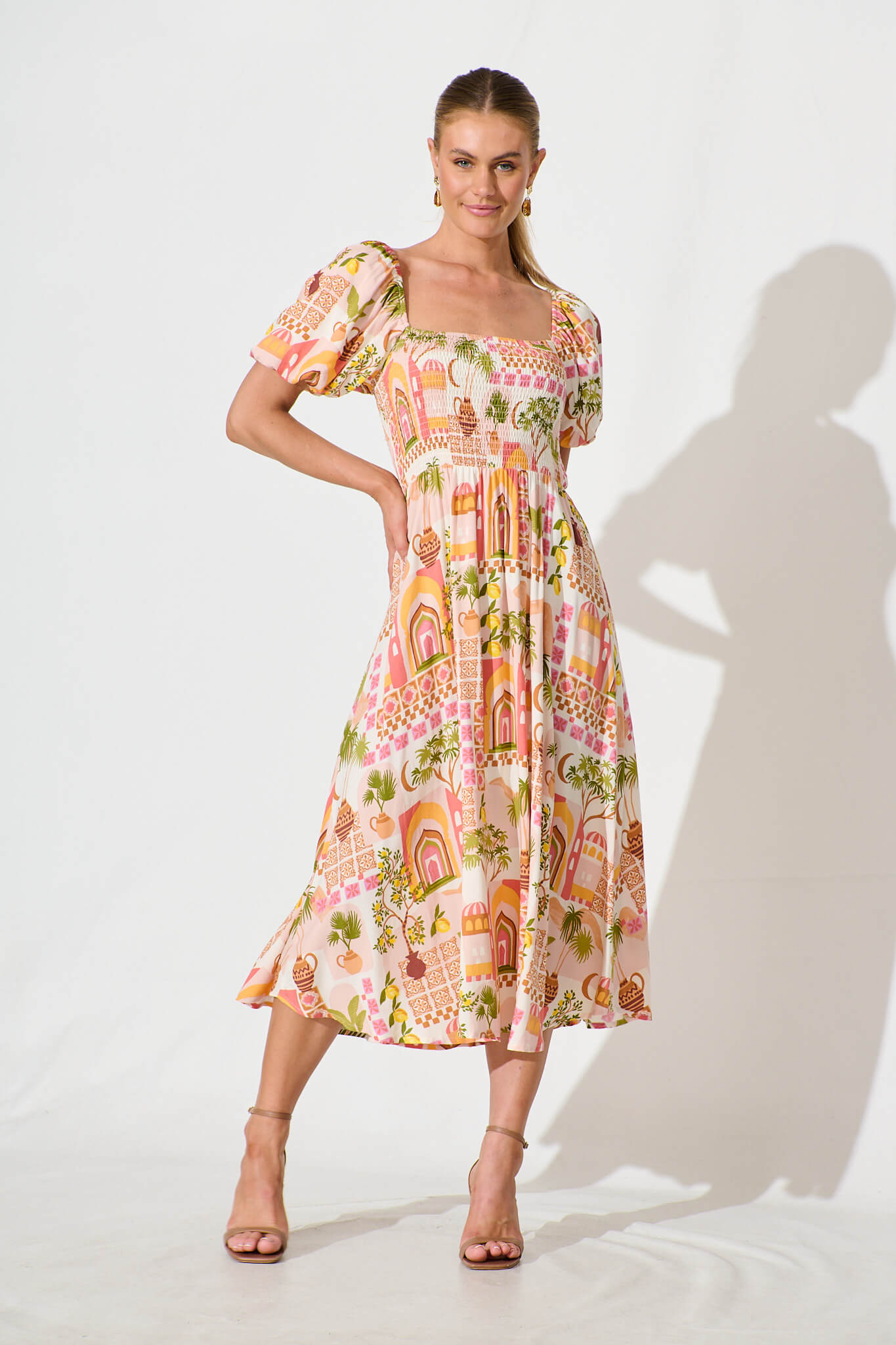 Mariam Midi Dress in Multi Print