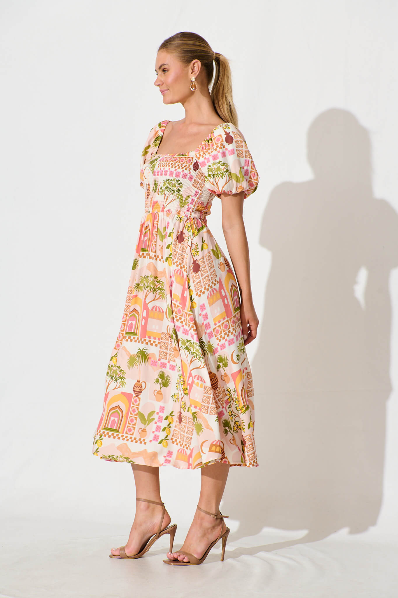 Mariam Midi Dress in Multi Print