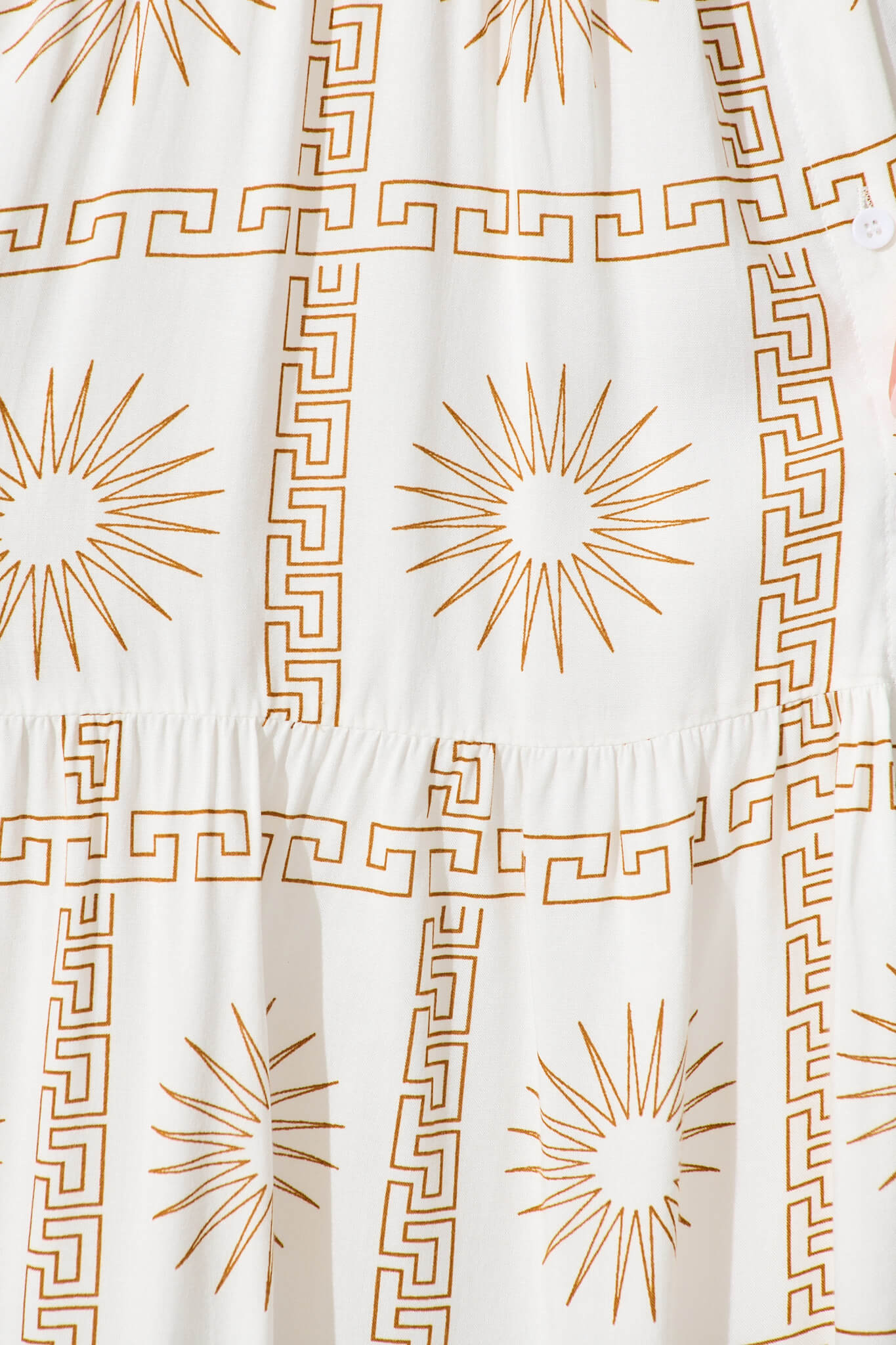 Bonny Smock Dress in Cream with Brown Sun Print