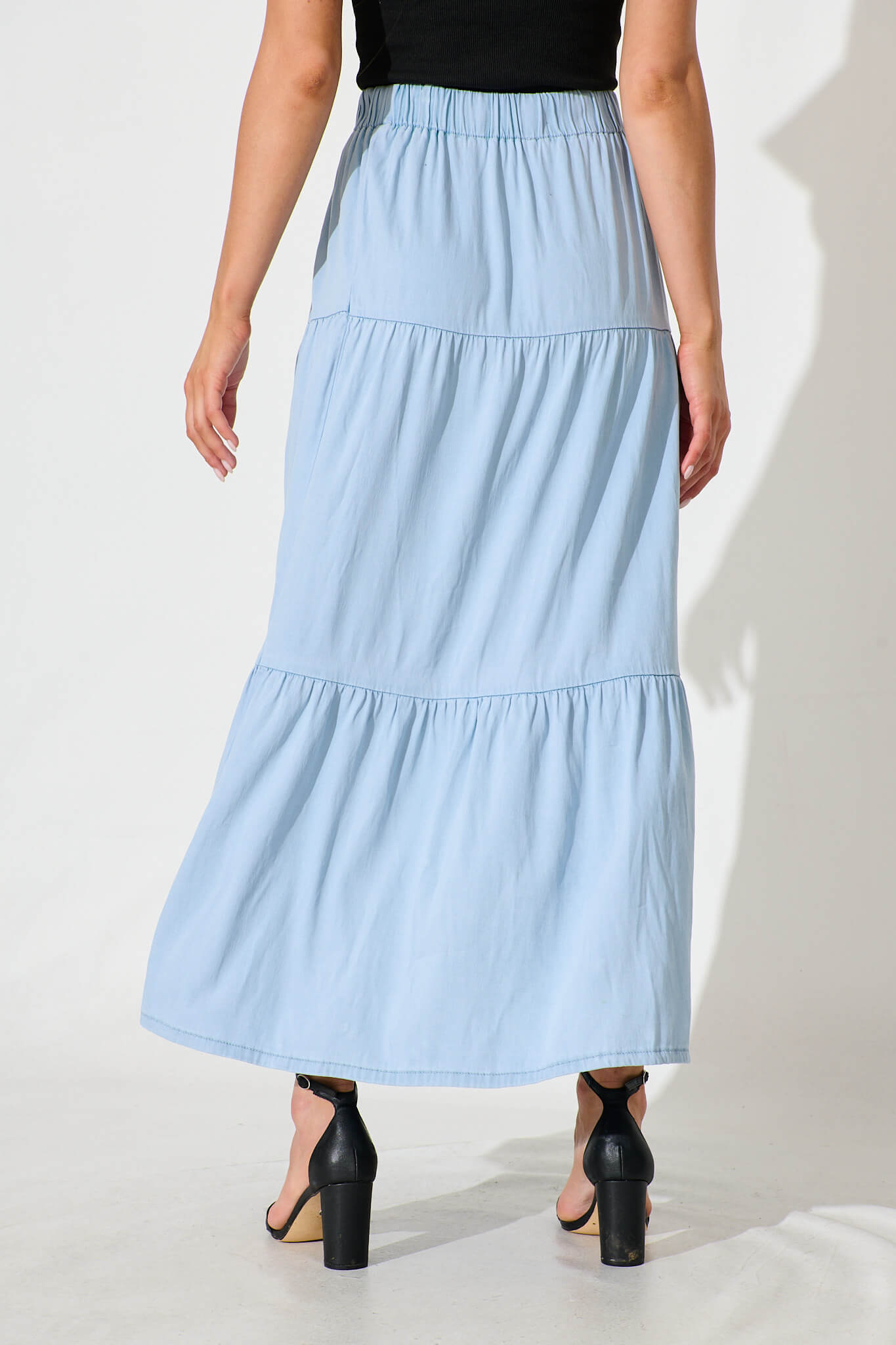 Seren Maxi Skirt in Light Blue Denim