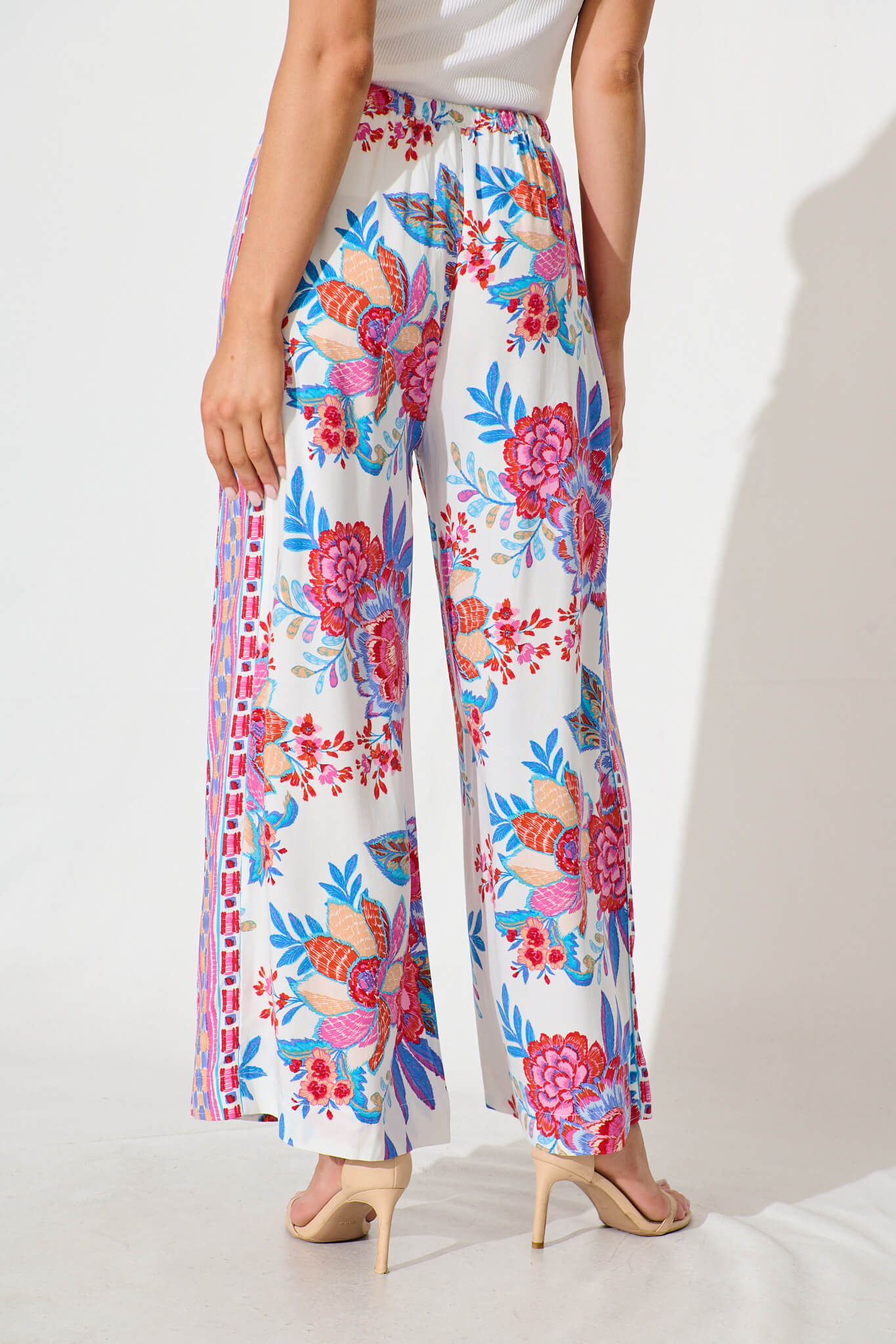 Romeo Pant in Pink Multi Floral Border Print