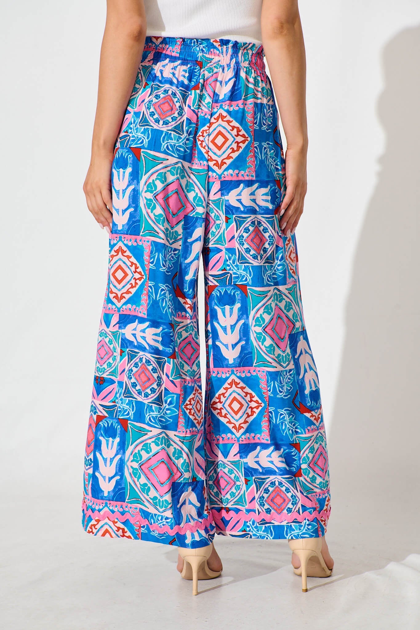 Sweet Dream Pant in Pink and Blue Multi with Ric Rac Trim