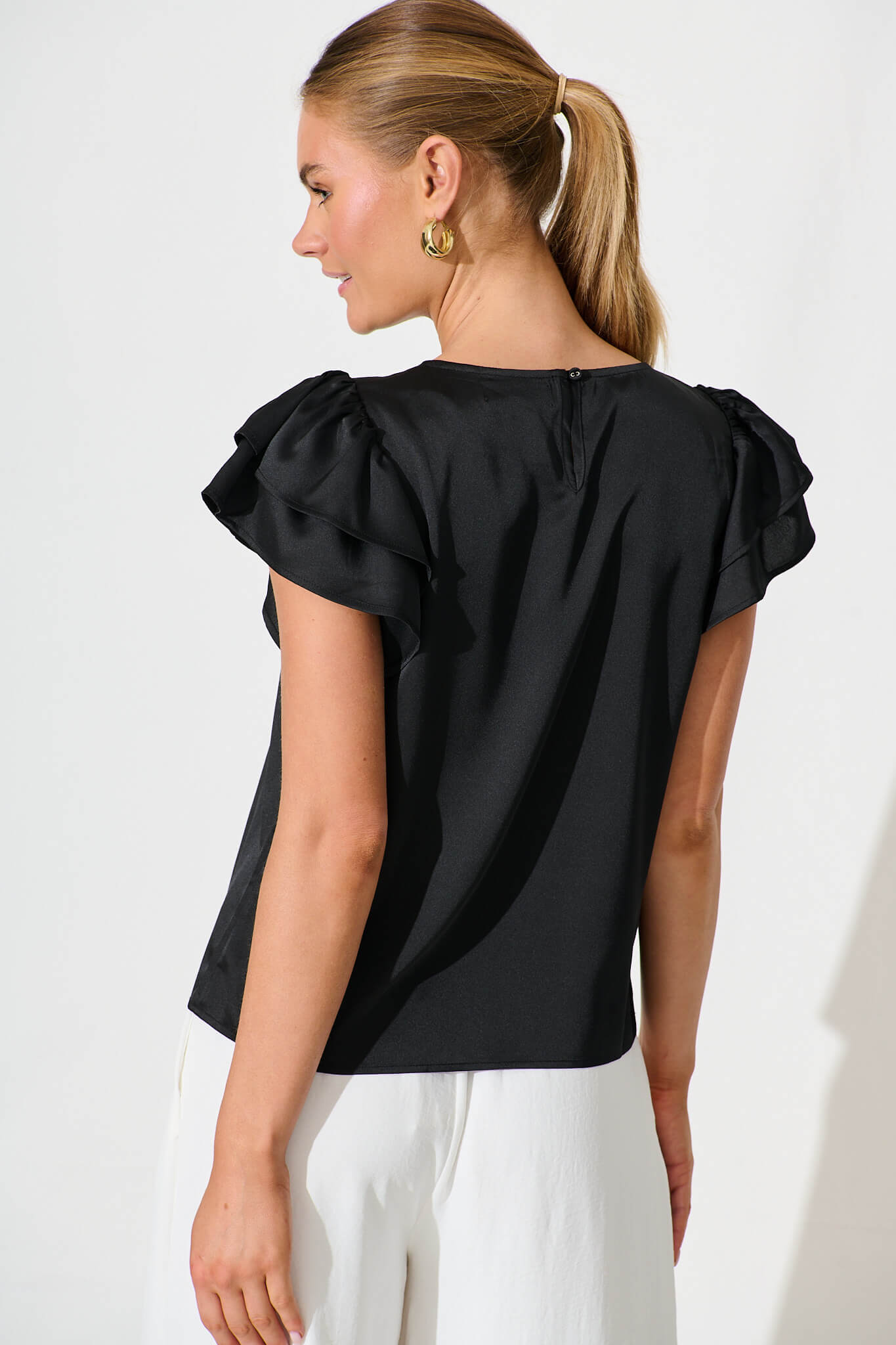 Tasmyn Top In Black Satin