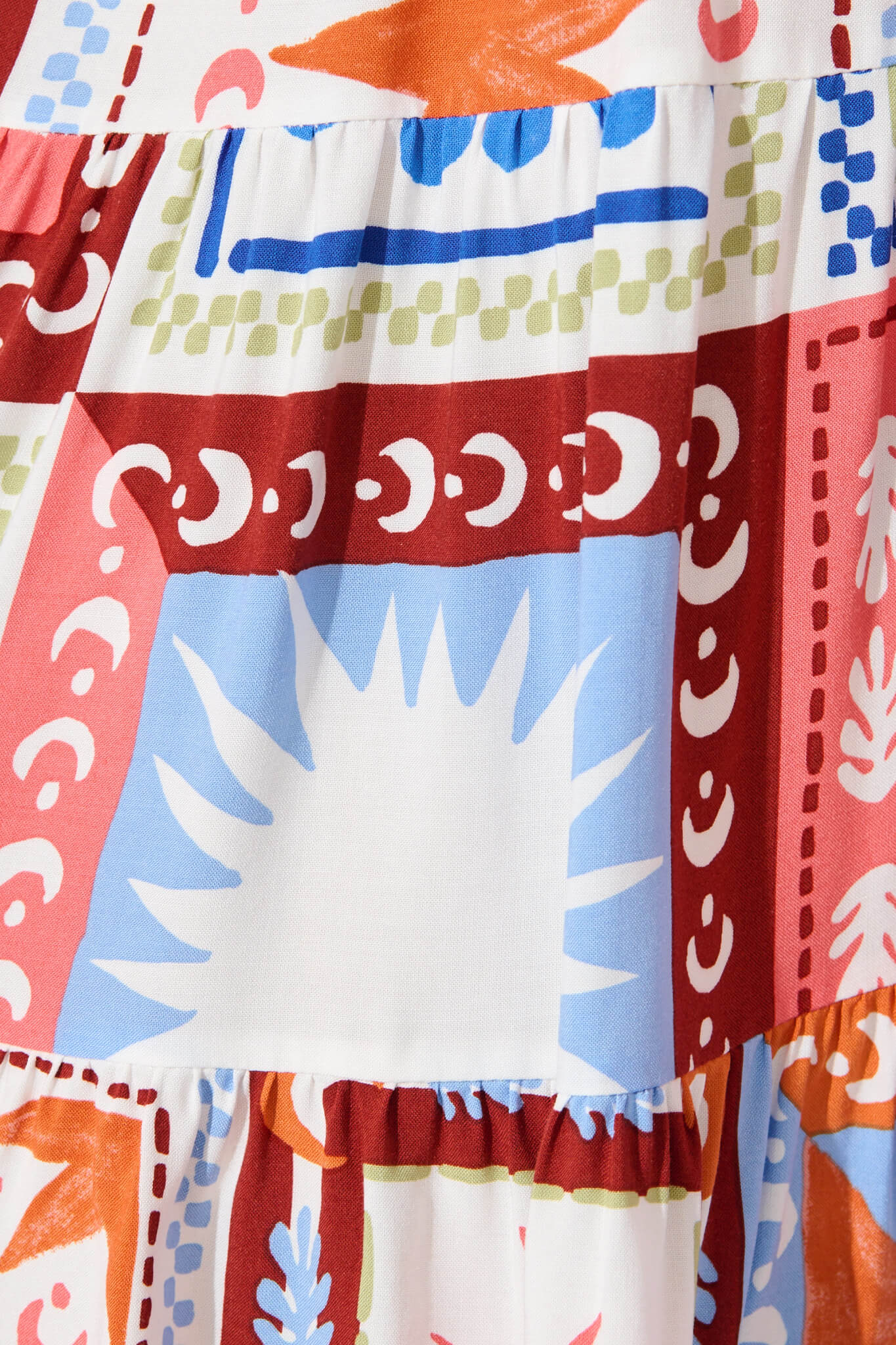 Lazio Dress in White Multi Patchwork Print