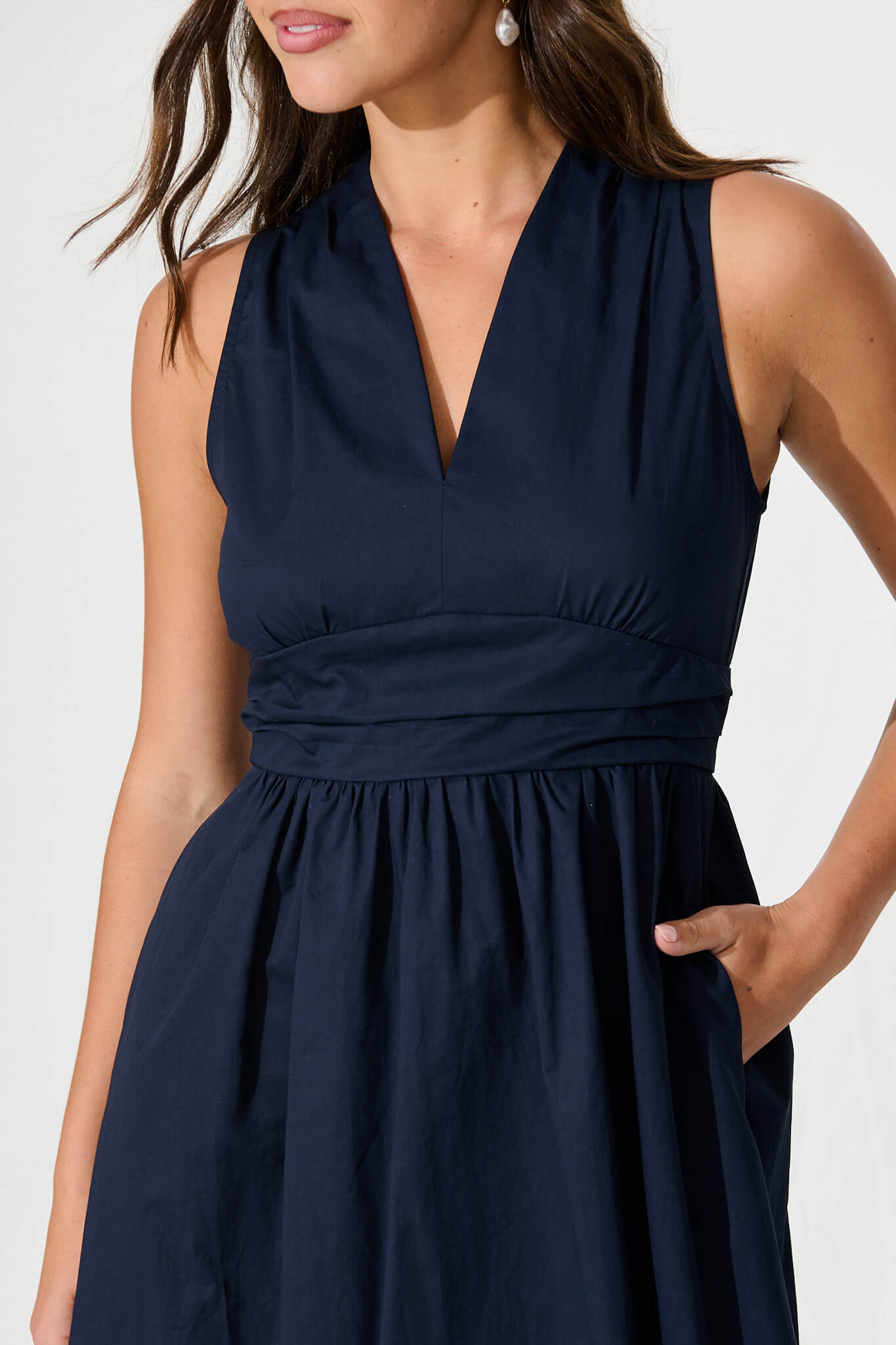 Odelle Midi Dress in Navy Cotton