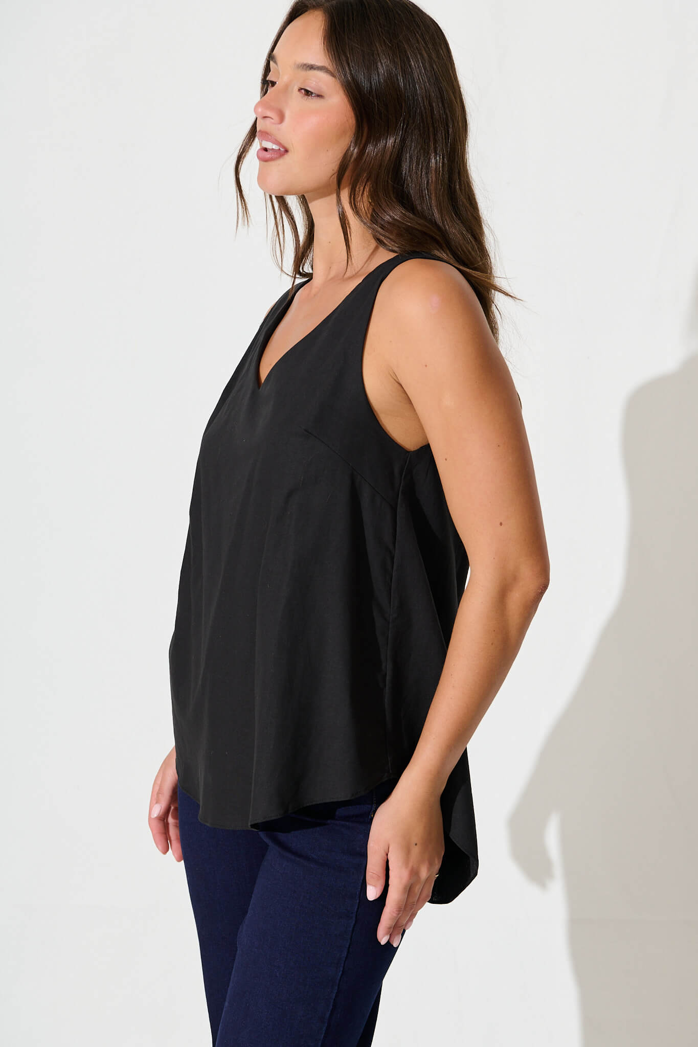 Kaycie Top in Black Cotton Linen