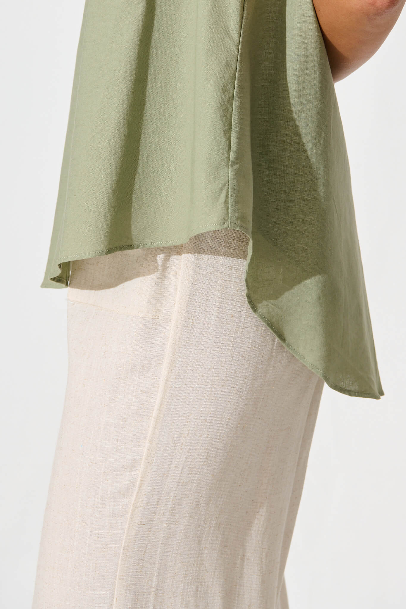 Kaycie Top in Sage Green Cotton Linen