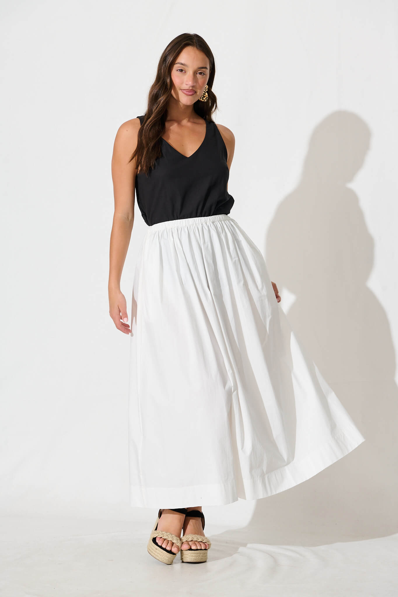 Keeney Maxi Skirt in White Cotton