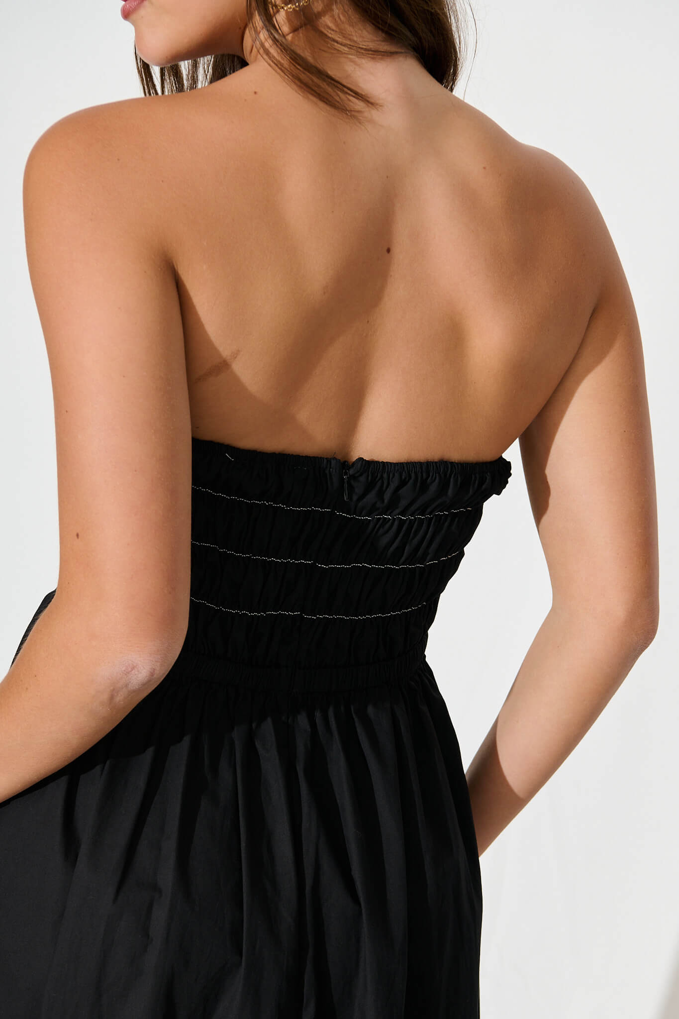 Giovanna Midi Dress in Black Cotton