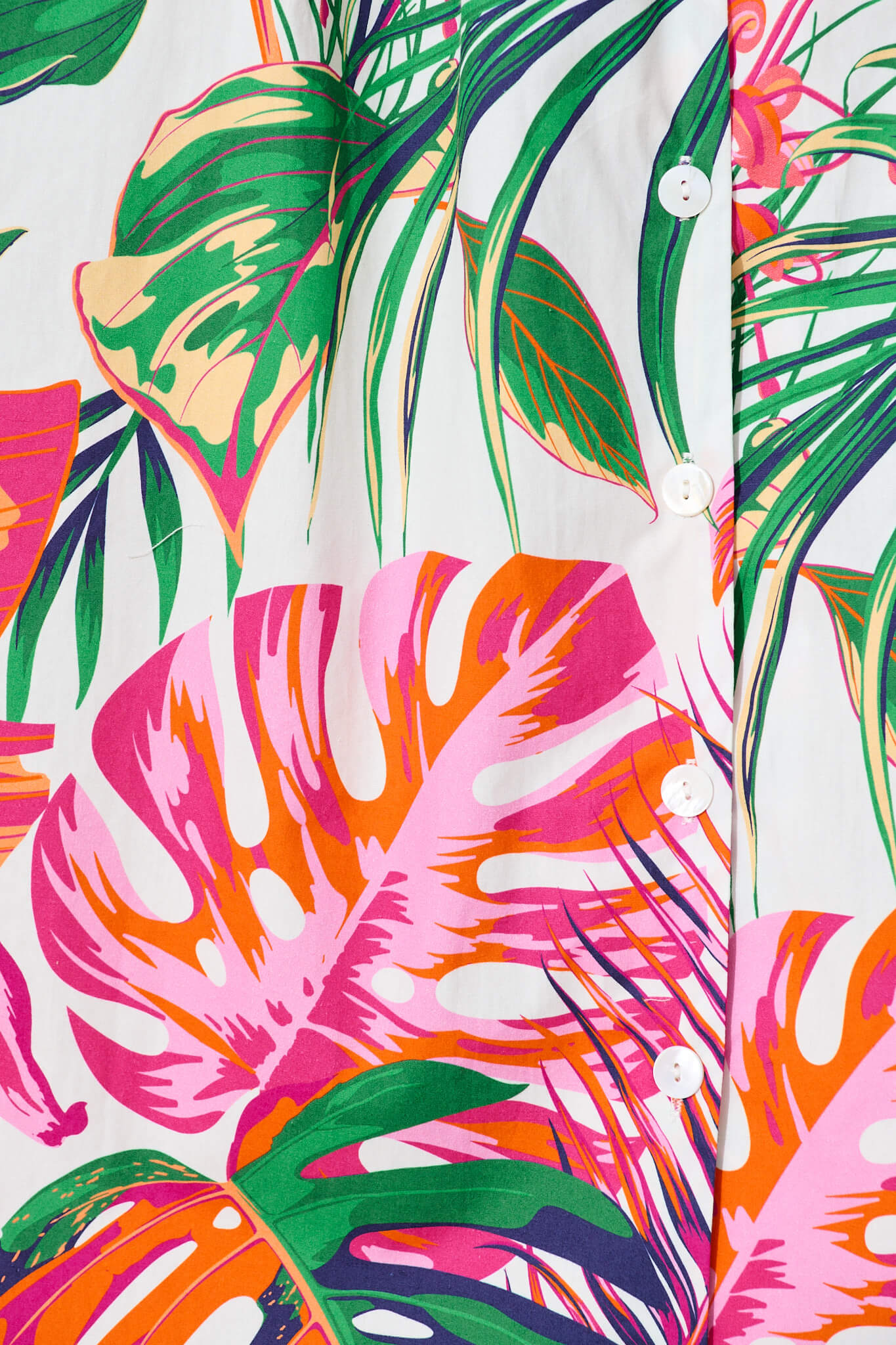 Riello Midi Smock Dress in White with Multi Tropical Cotton