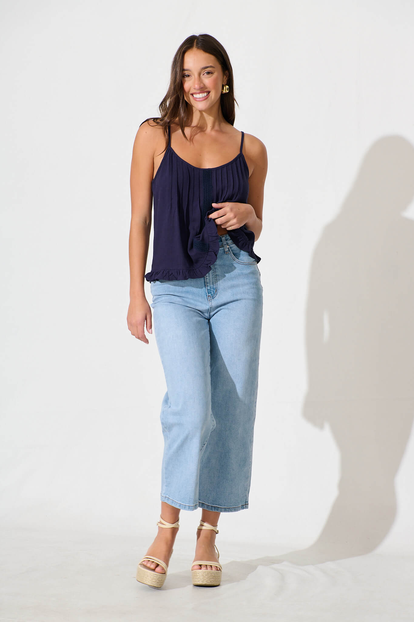 Aidy High Rise Relaxed Leg Crop Jean in Light Blue Denim