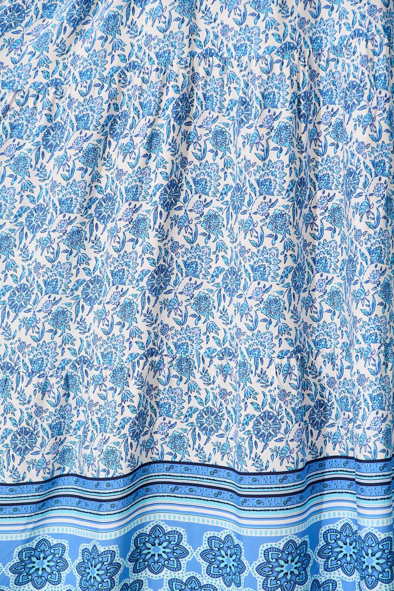 Barrymore Midi Smock Dress in Blue and White Print