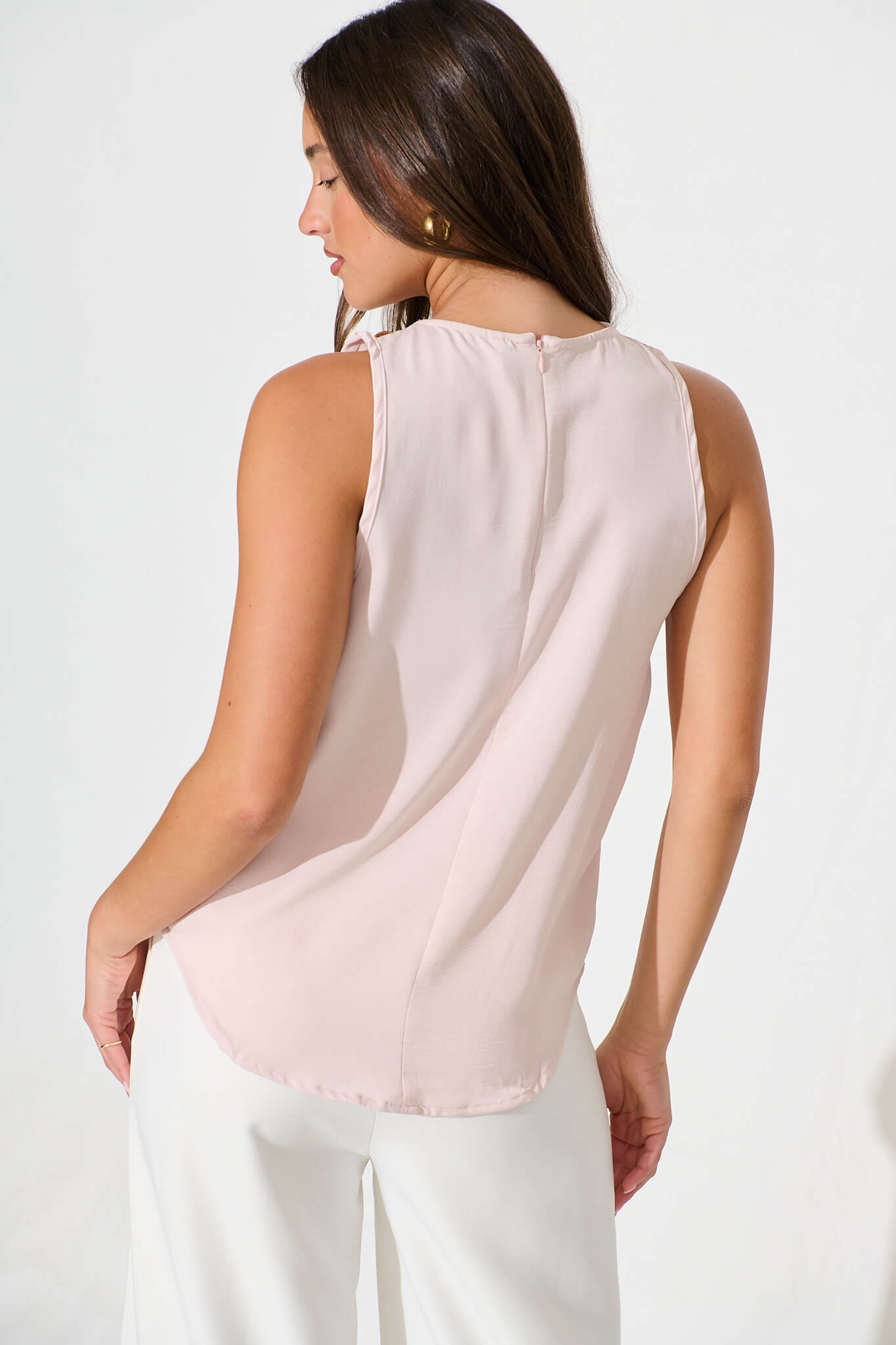Nadira Top in Pale Pink Satin