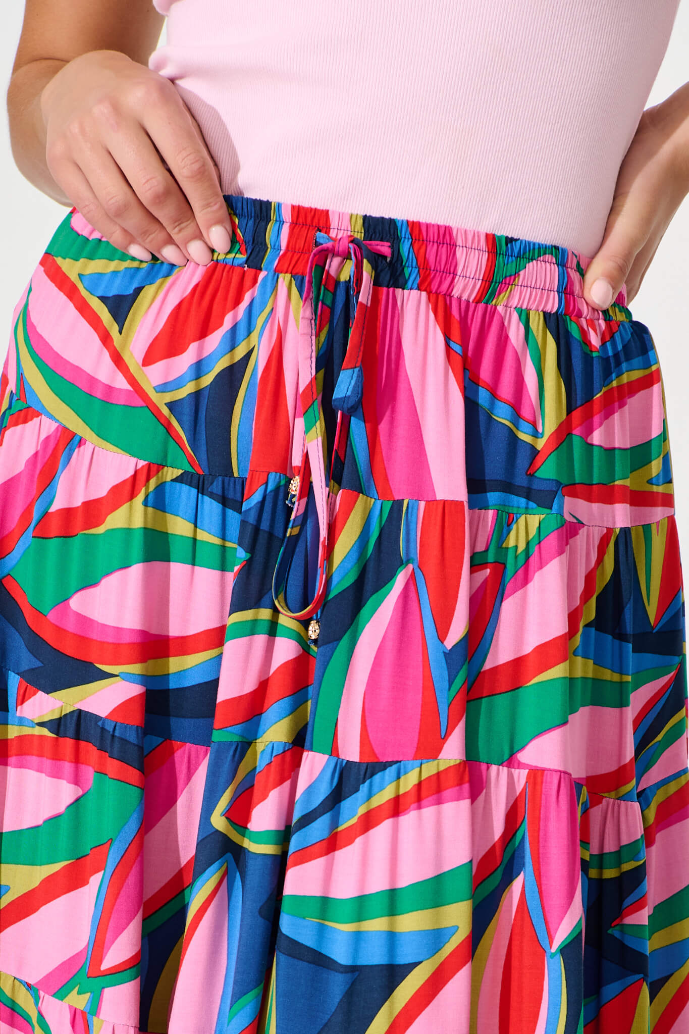 Venus Maxi Skirt In Navy With Multi Print