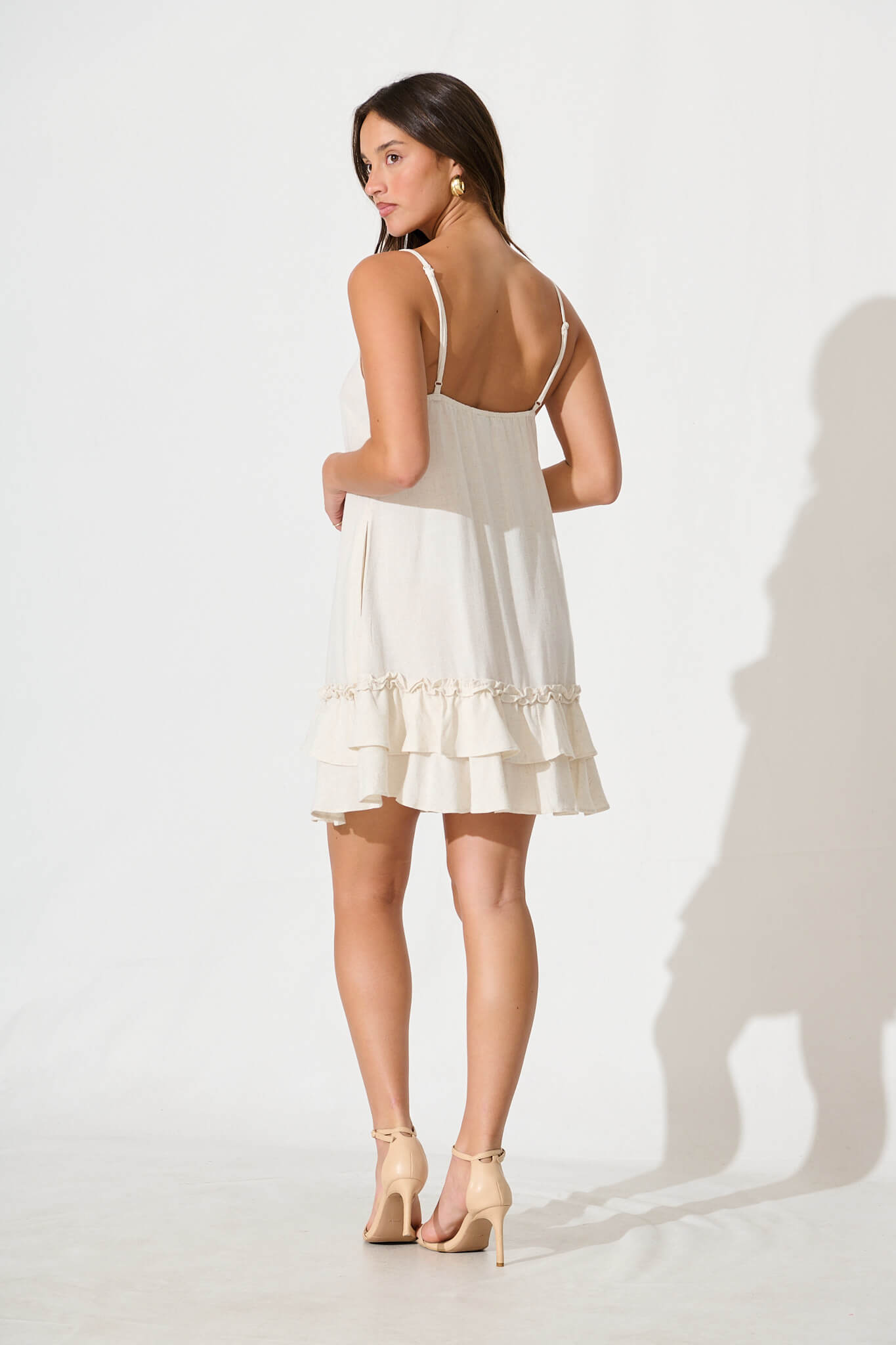Aubrielle Dress In Oatmeal Linen Blend