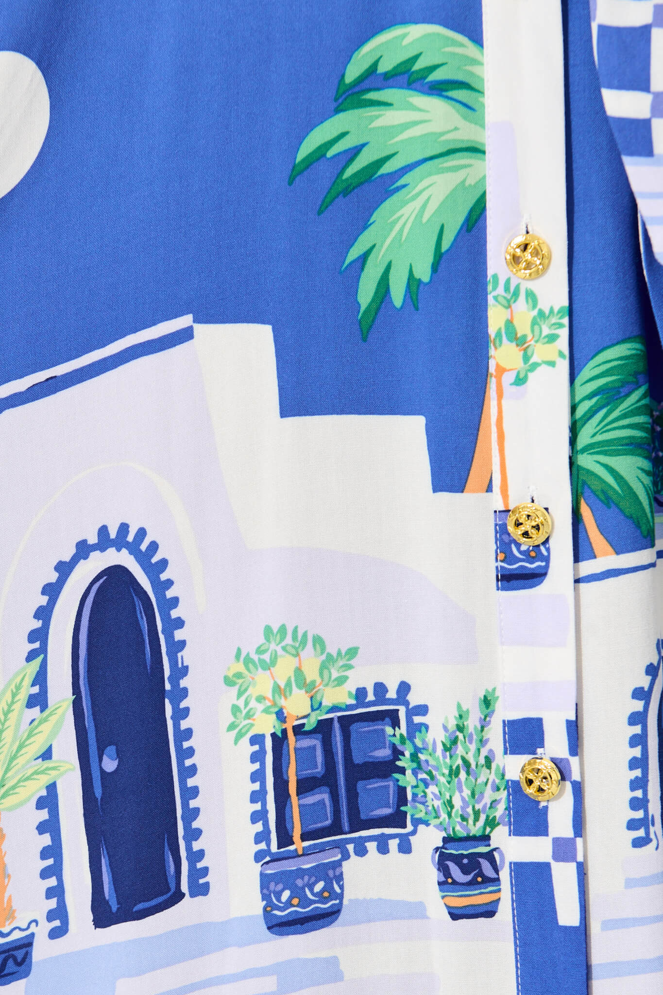 Bella Maxi Shirt Dress in Blue with White Print