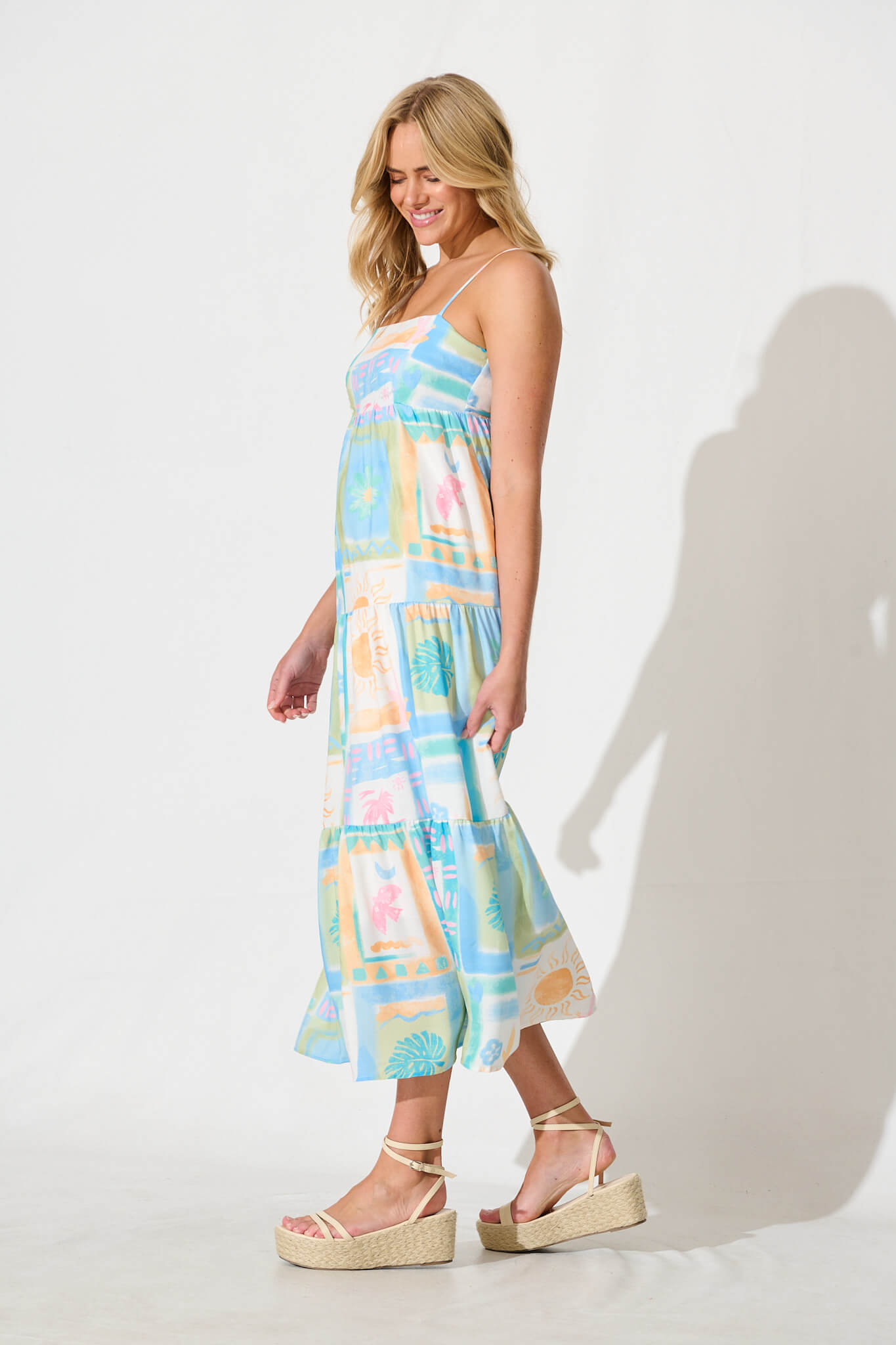 Lisette Maxi Dress In Bright Multi Patchwork