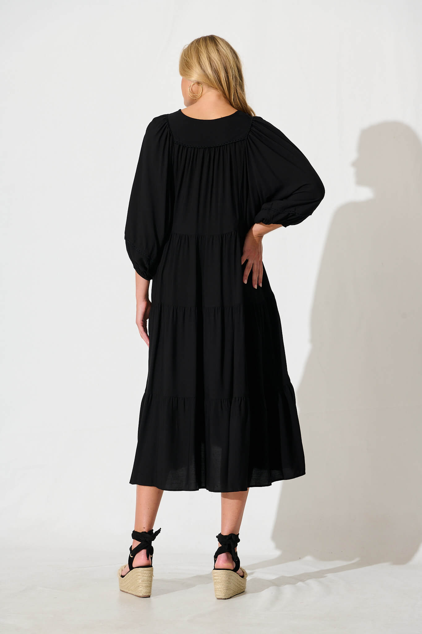 Barrymore Midi Smock Dress in Black