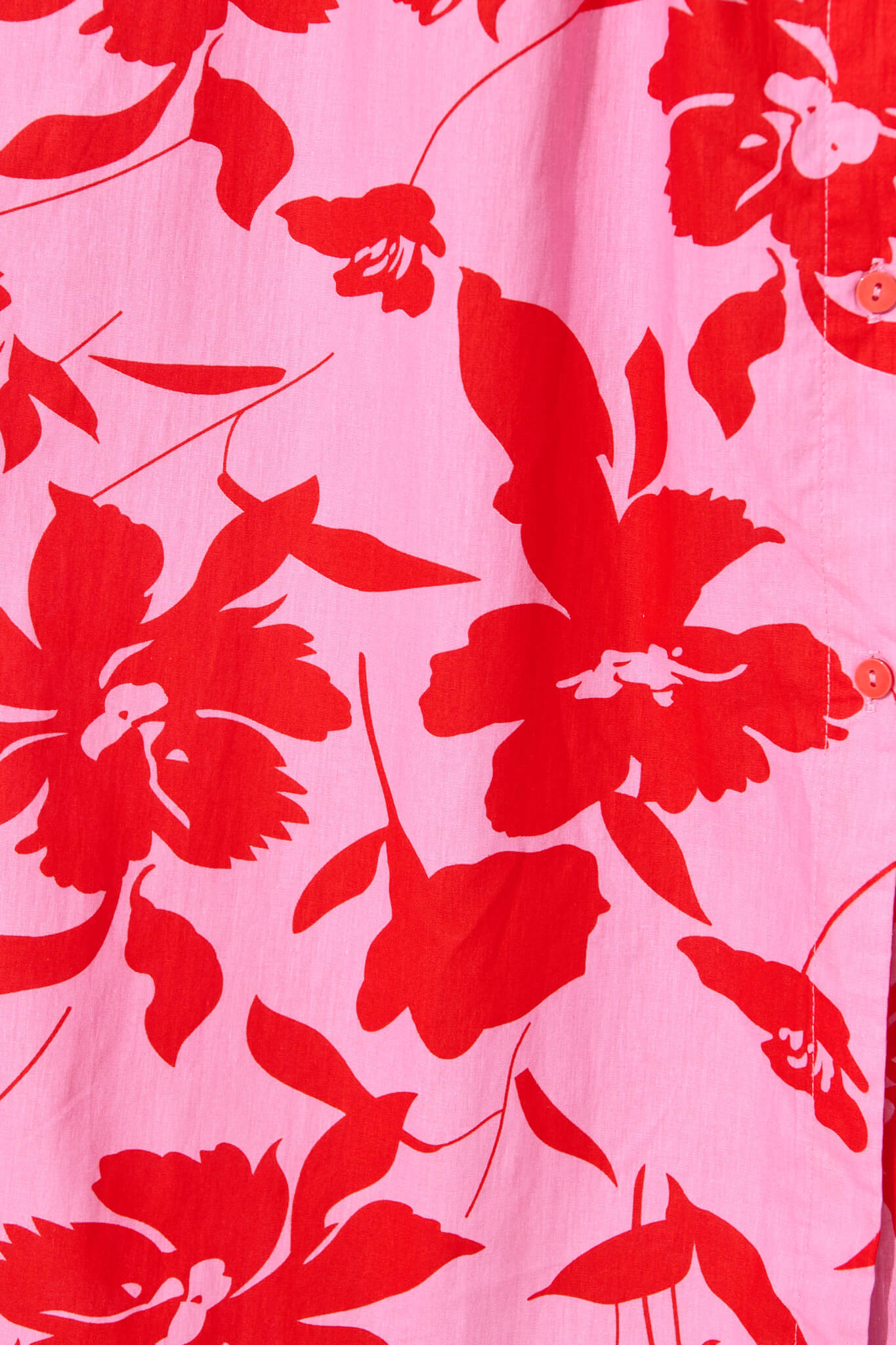 Scottdale Midi Shirt Dress in Pink with Red Floral Cotton