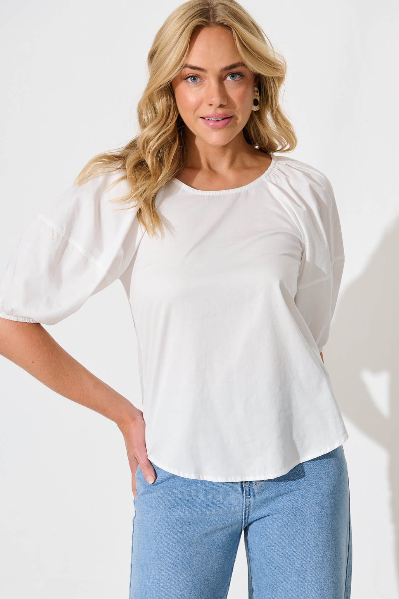 Beckett Top in White Cotton
