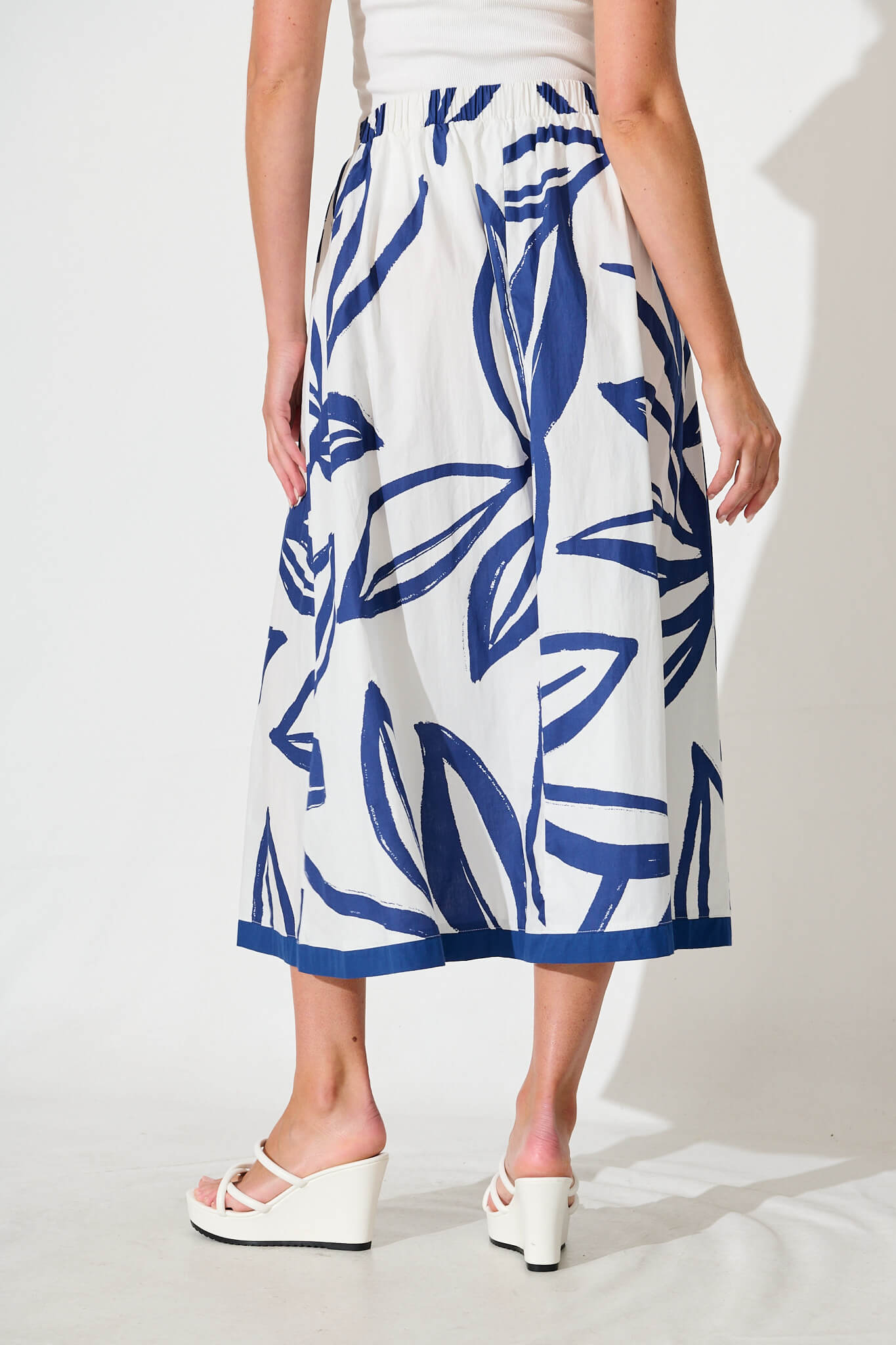 Bradie Maxi Skirt in Blue and White Cotton