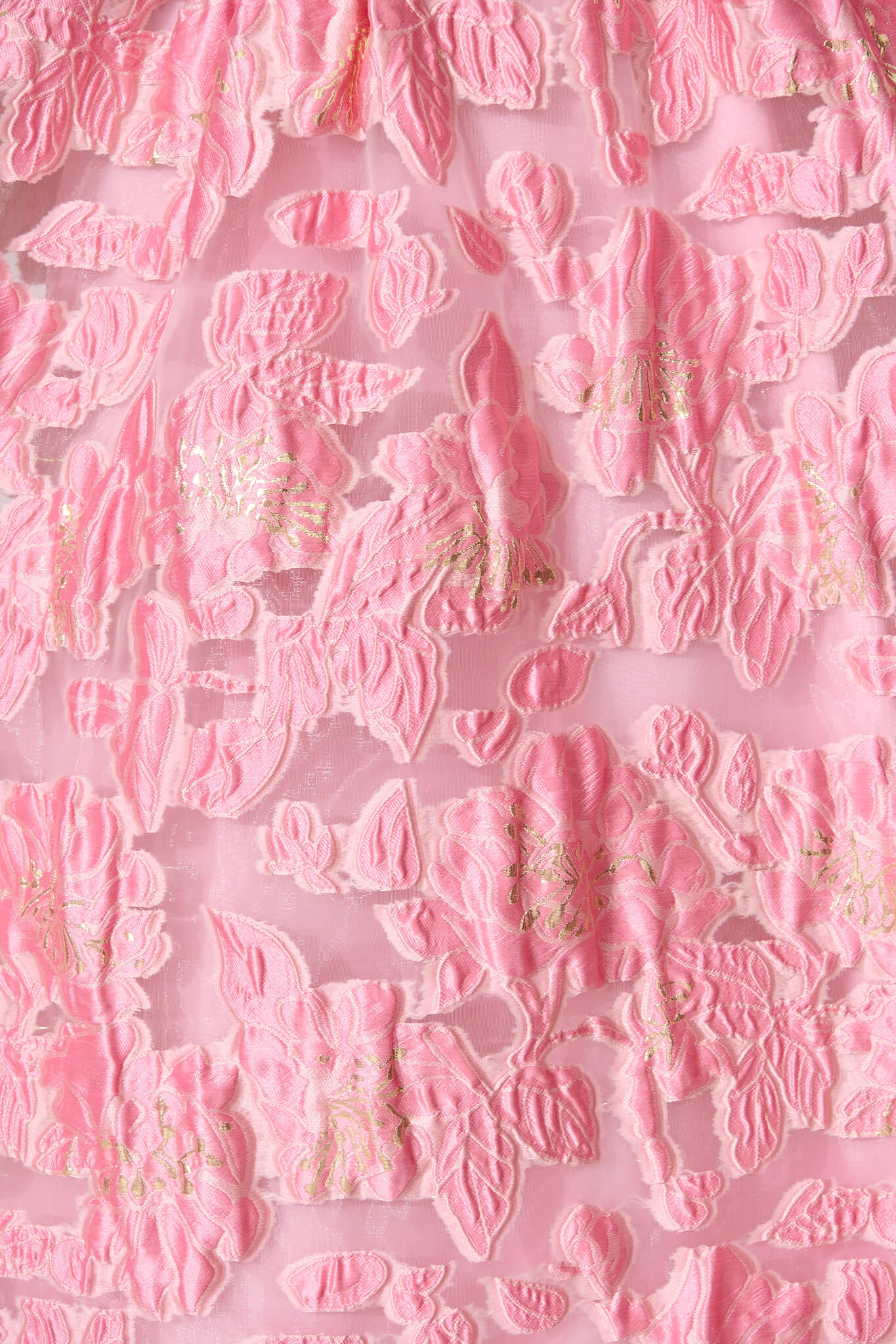 Cherish Midi Dress in Pink Floral Organza Jacquard