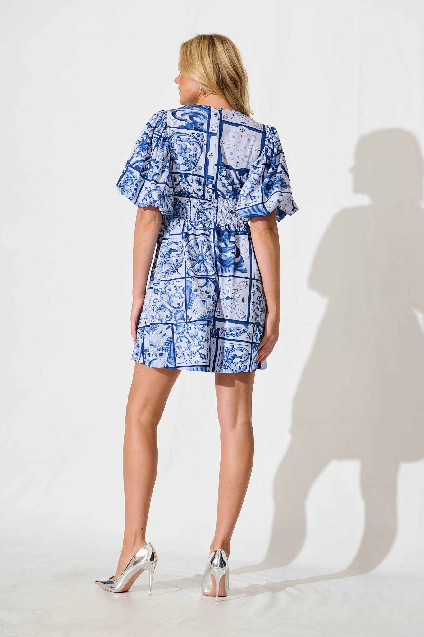 Daydream Dress In Blue Tile Print
