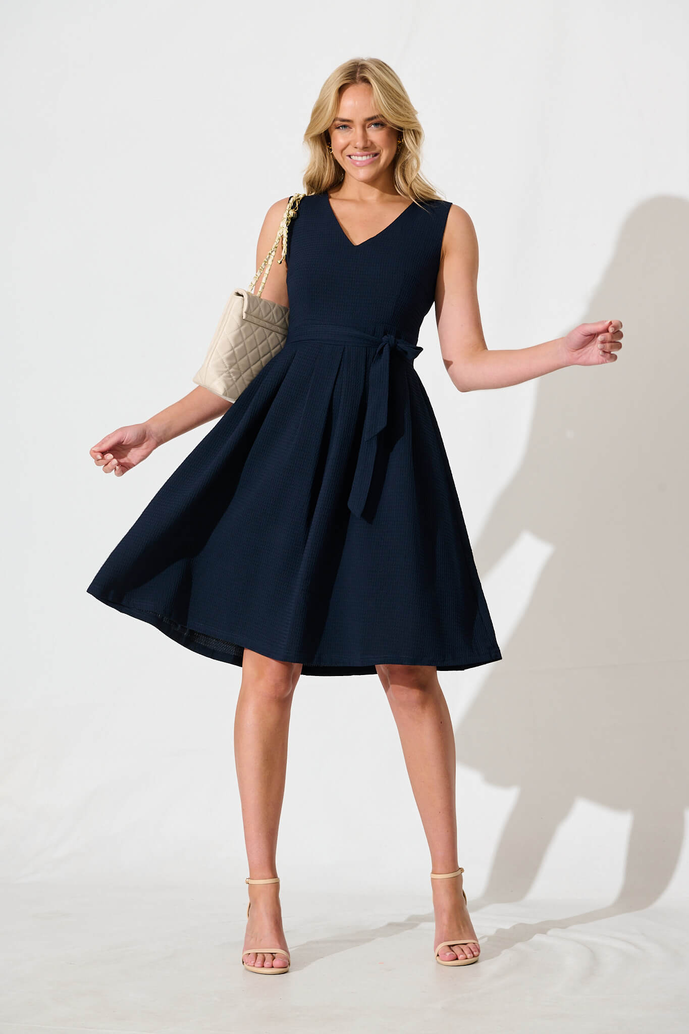 Jardina Dress in Textured Navy