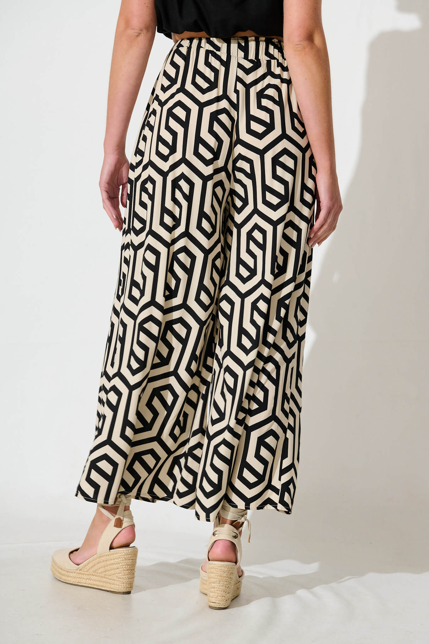 Page Pants In Black with Cream Abstract