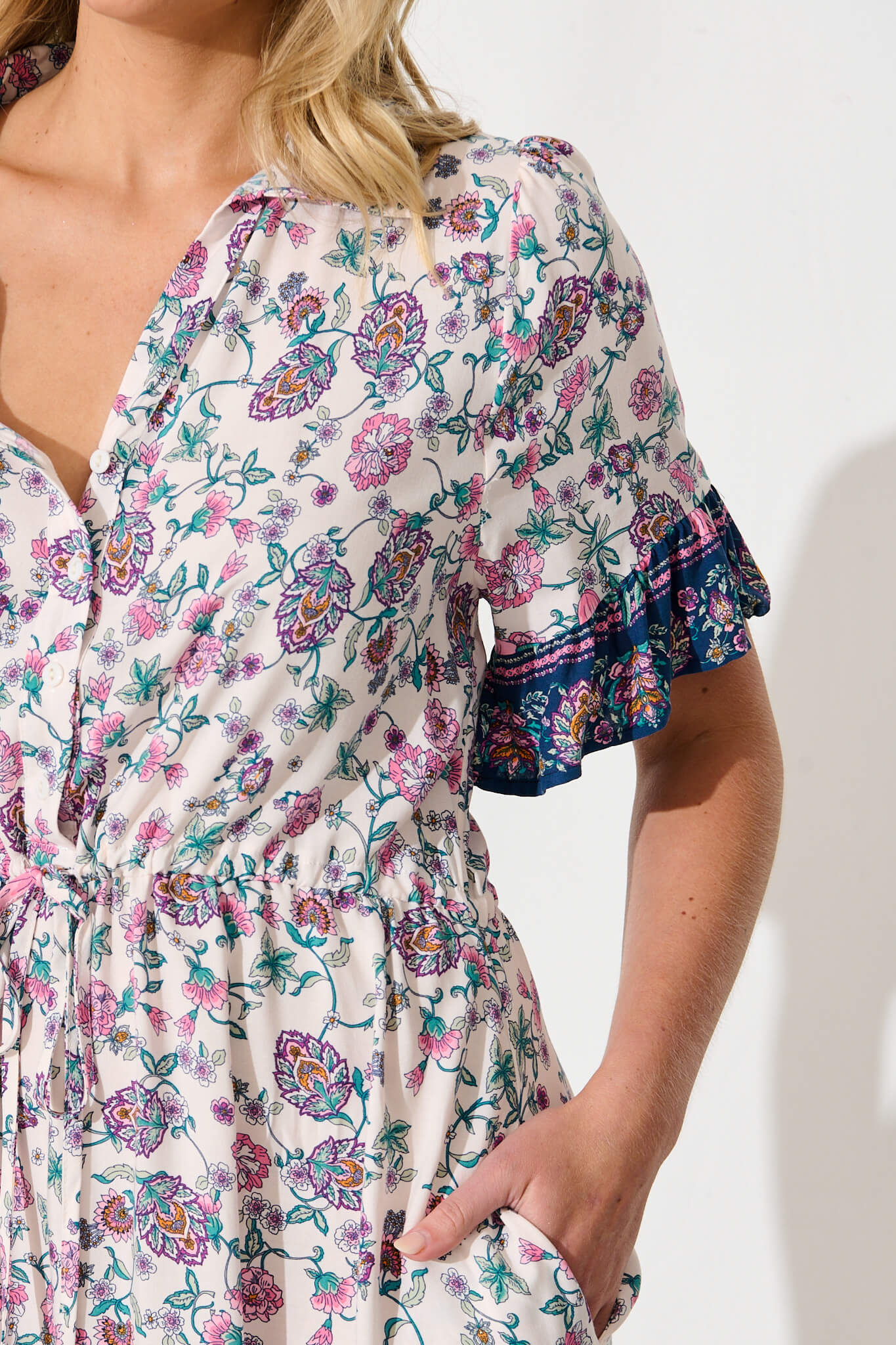 Samison Dress in Pink and Blue Floral