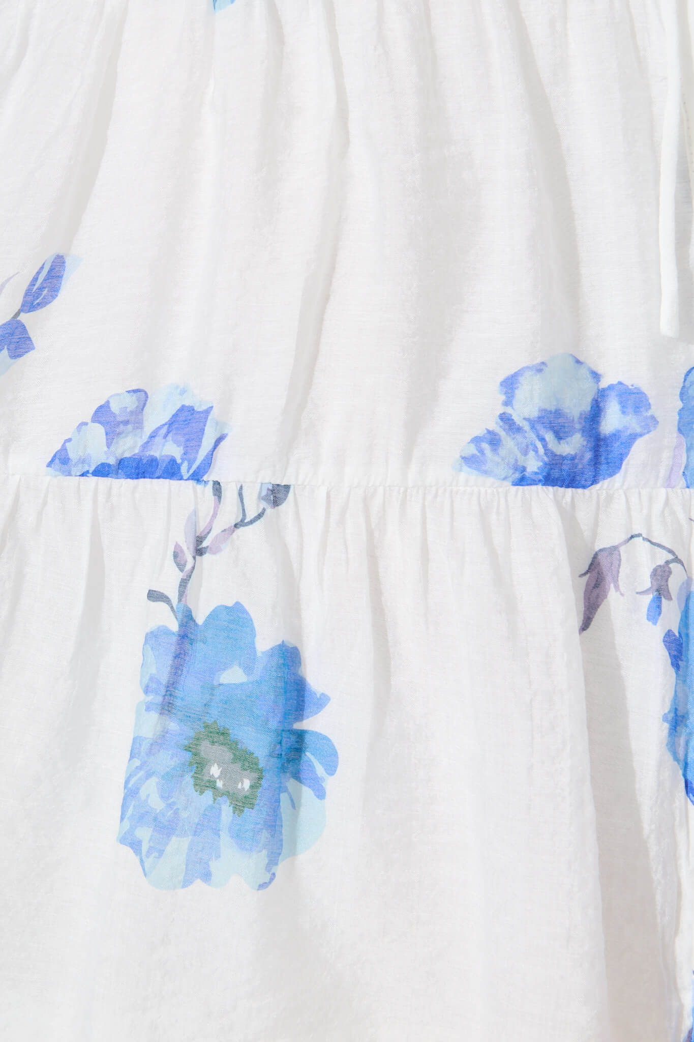 Lorea Dress in White with Blue Floral